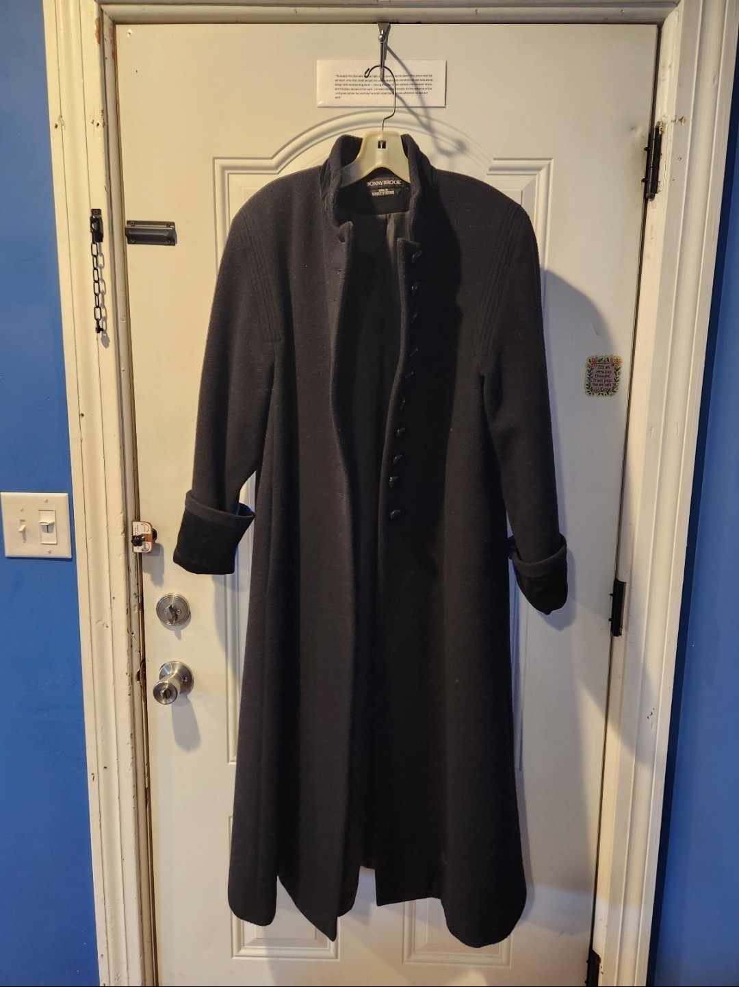 Vintage Donnybrook Flaring Wool Coat with Velvet High Collar and Large…