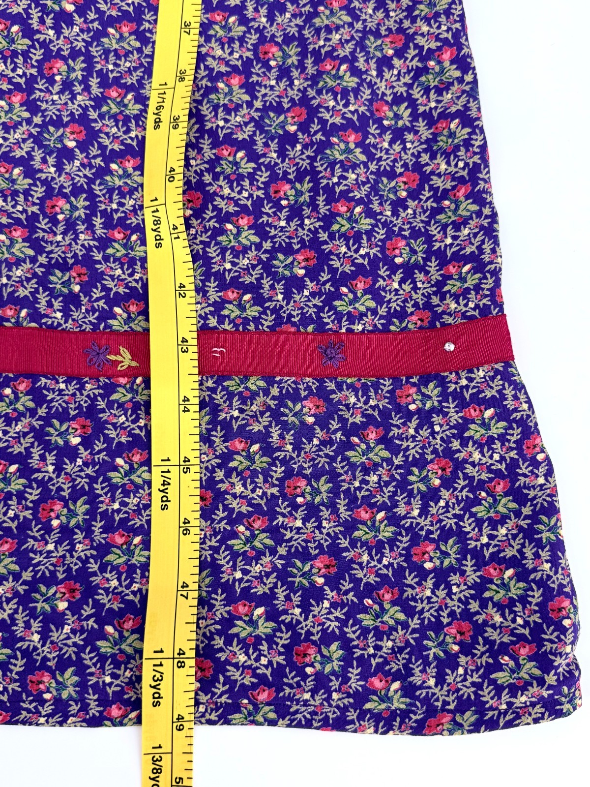 VTG 90s April Cornell Purple Ditsy Floral Rayon Maxi Shift Dress XL Cottagecore