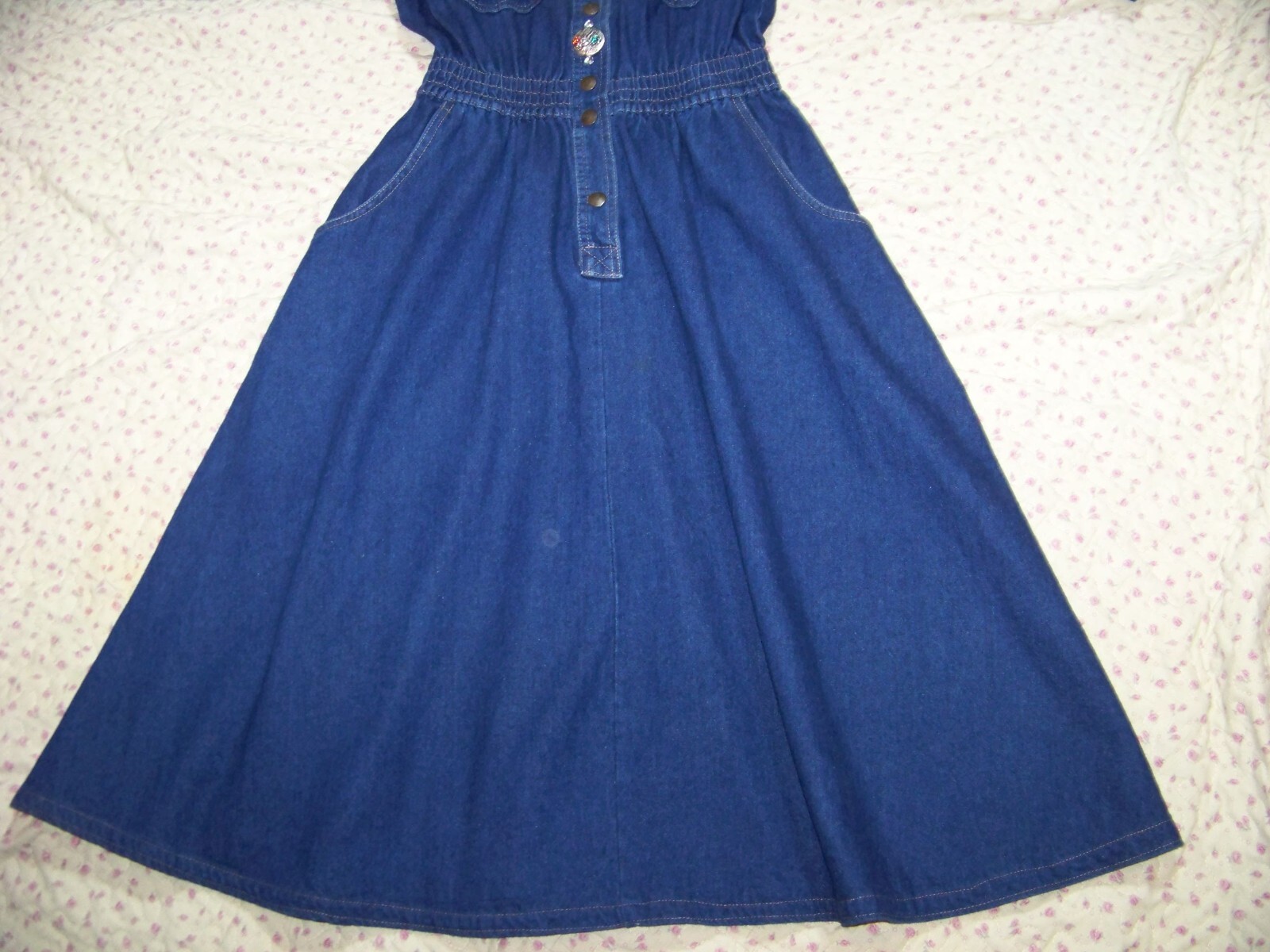 Women s Vintage Dreams Embellished Denim Dress – M (see Measurements)