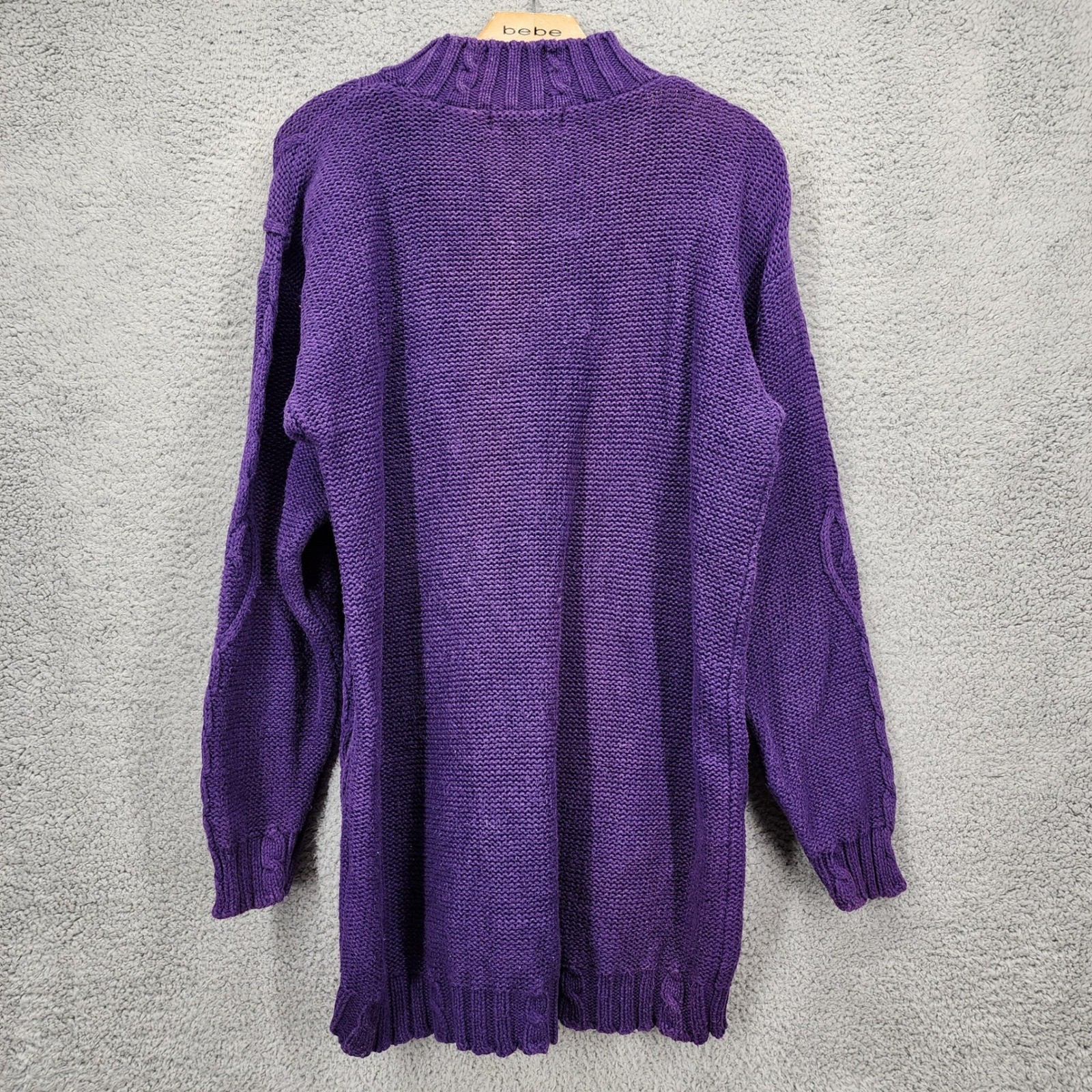 Nuovo County Seat Vintage Purple Heart Cable Knit Sweater Tunic Mock Neck Medium