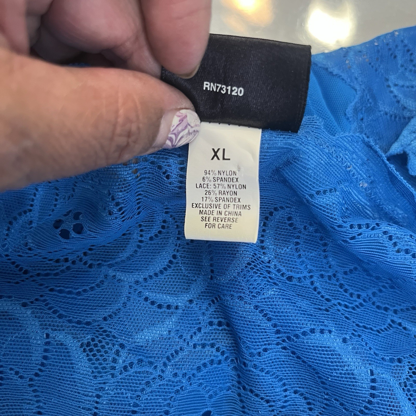 VTG 90s FREDERICK’S OF HOLLYWOOD Teal Blue Underwire Stretch Lace Nightie SZ XL