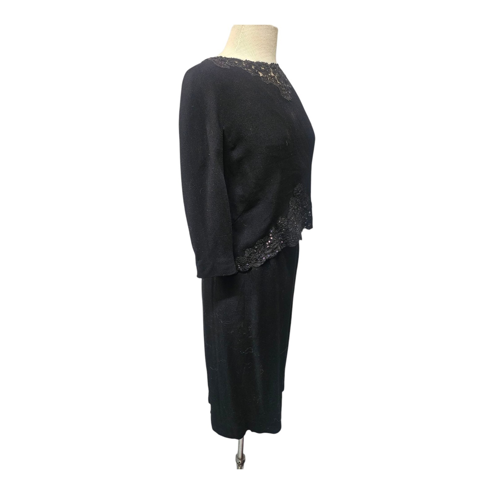 Antique 1920’s 30s Black 2 Piece Shift Dress & Jacket Flapper Style S/M