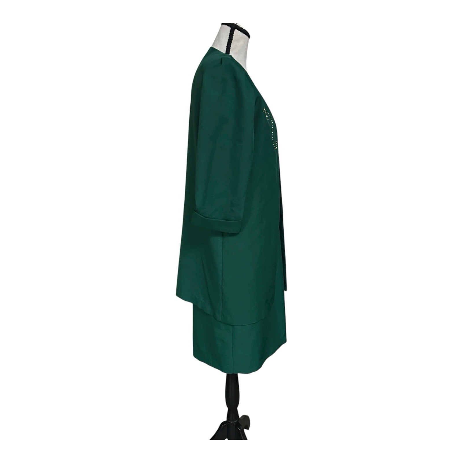 VTG 90s MOB Green Pearl Beaded Embellished Dress & Jacket Set M Whirlaway Frocks