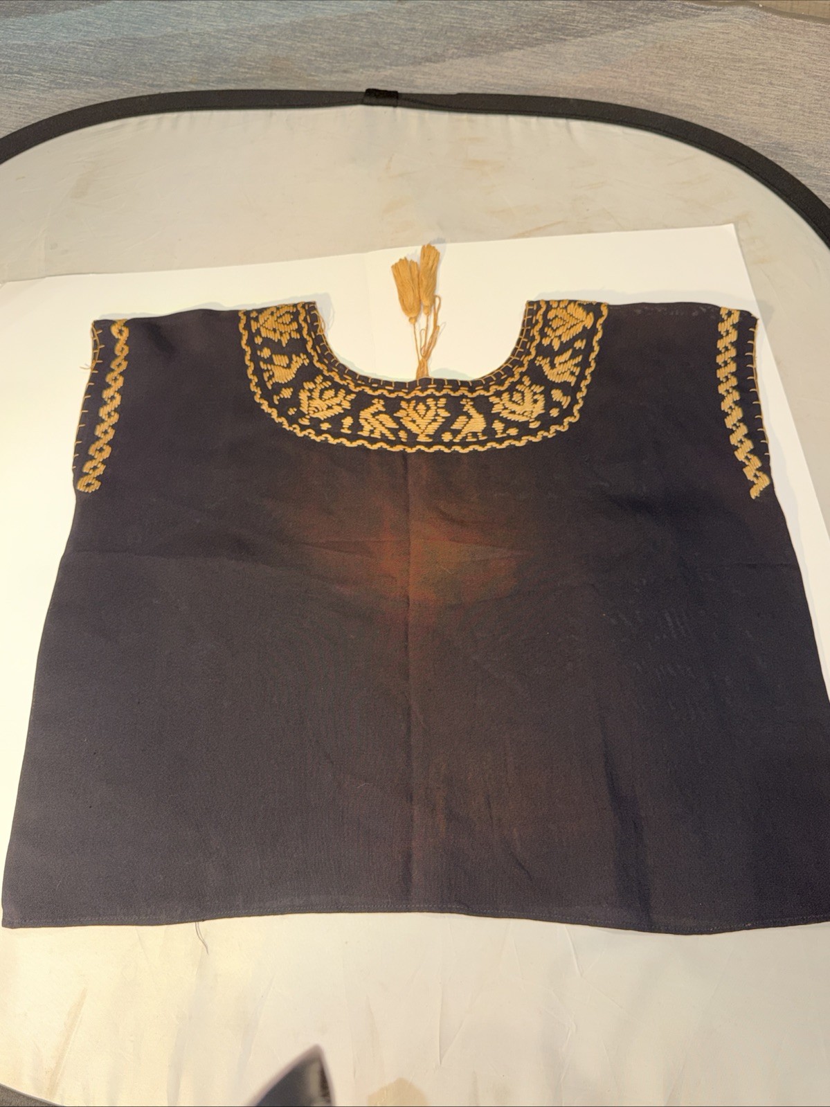 vintage Mexican Huipil, hand embroidered blouse, women size S/M