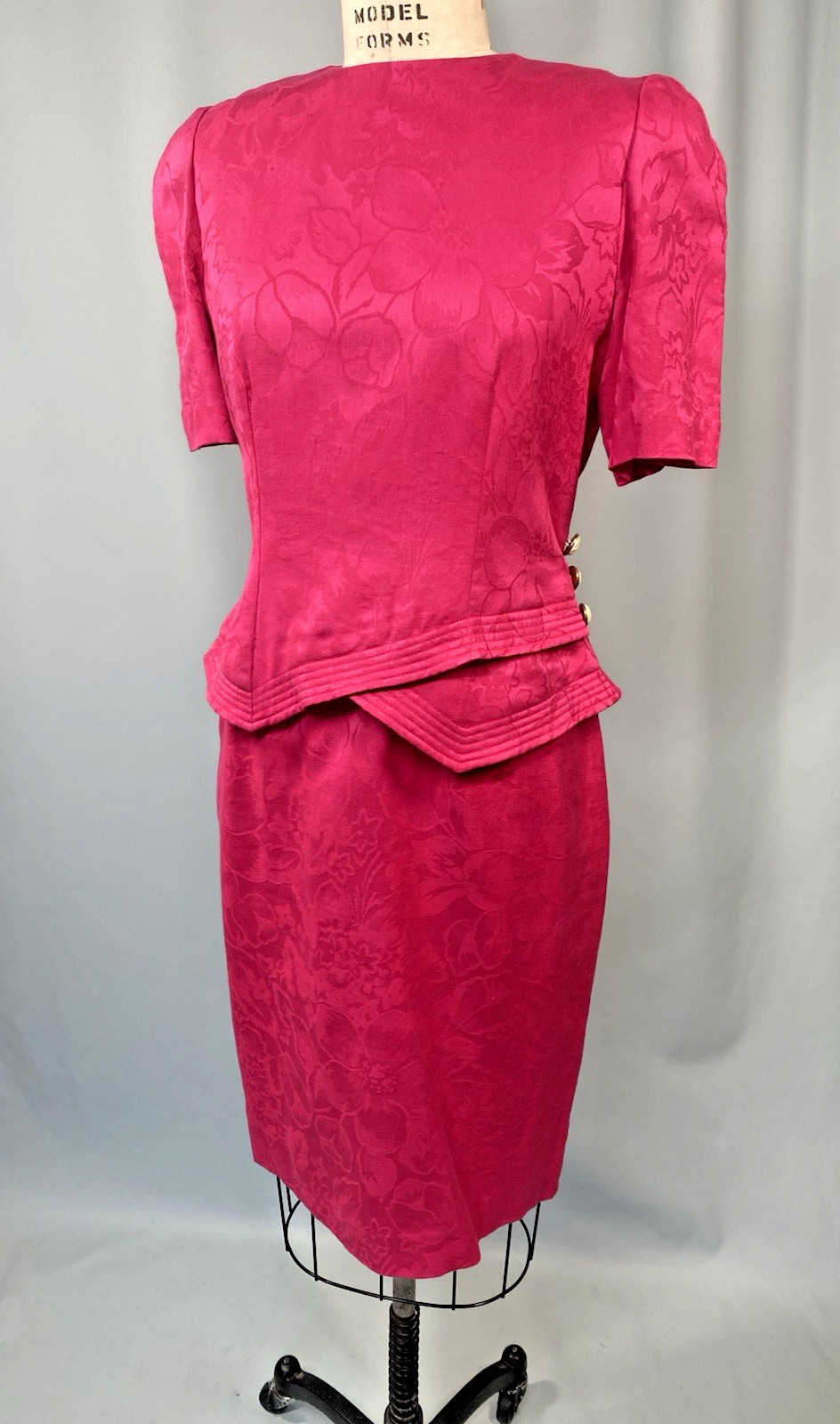 Vintage Dress SIZE LARGE 10 pink JULIAN TAYLOR 80s 90s classic