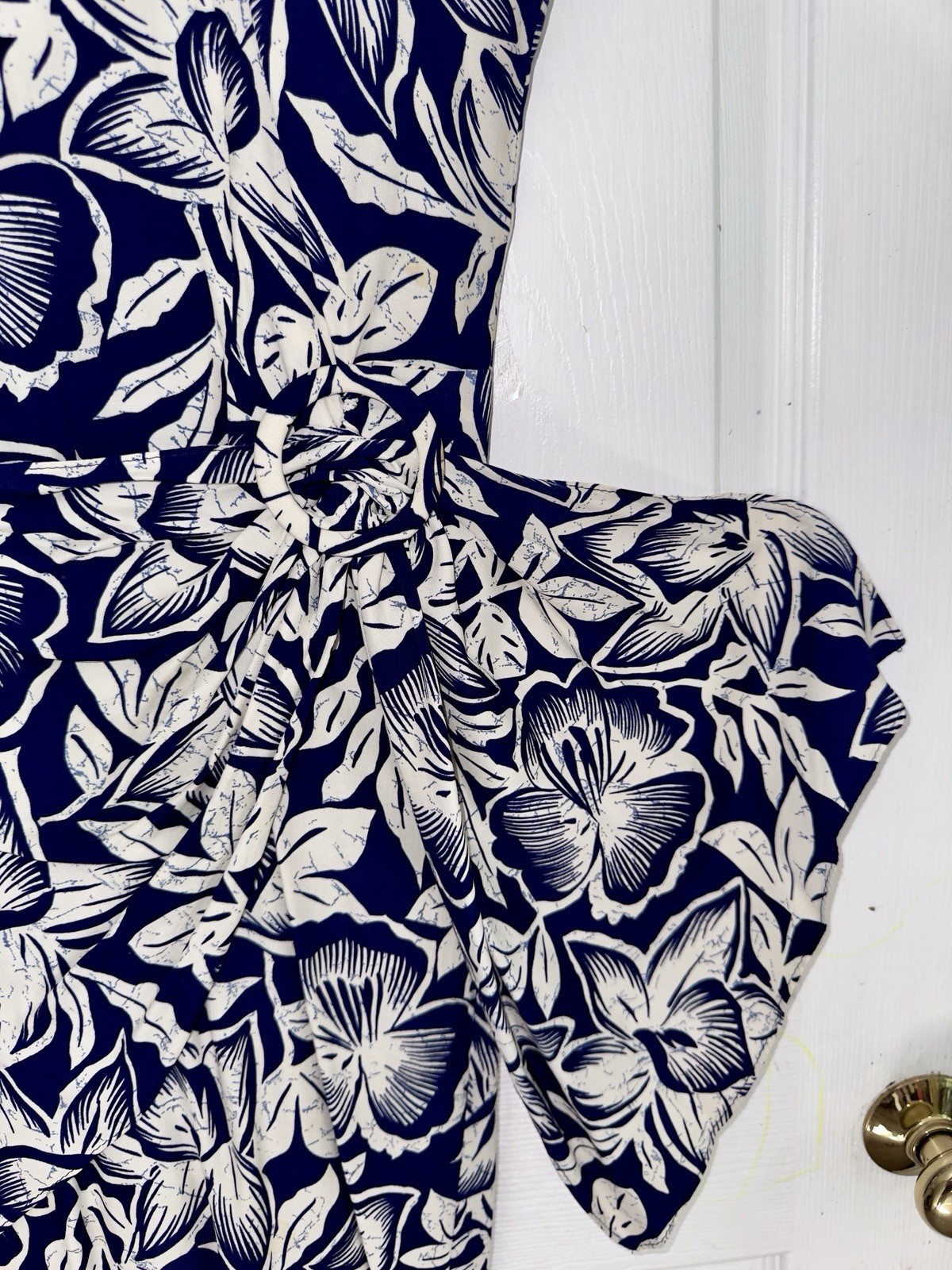 VTG Phoebe 80s 40s Style Sexy Sarong Skirt Hip Ruffle Tropical Print Dress 6
