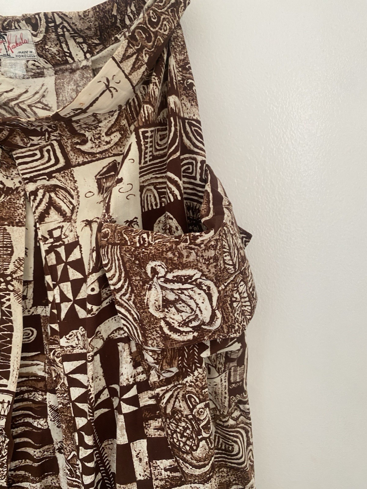 Vtg 50s 60s The Kahala Hawaiian Skirt With Pockets Made In Honolulu Hawaii