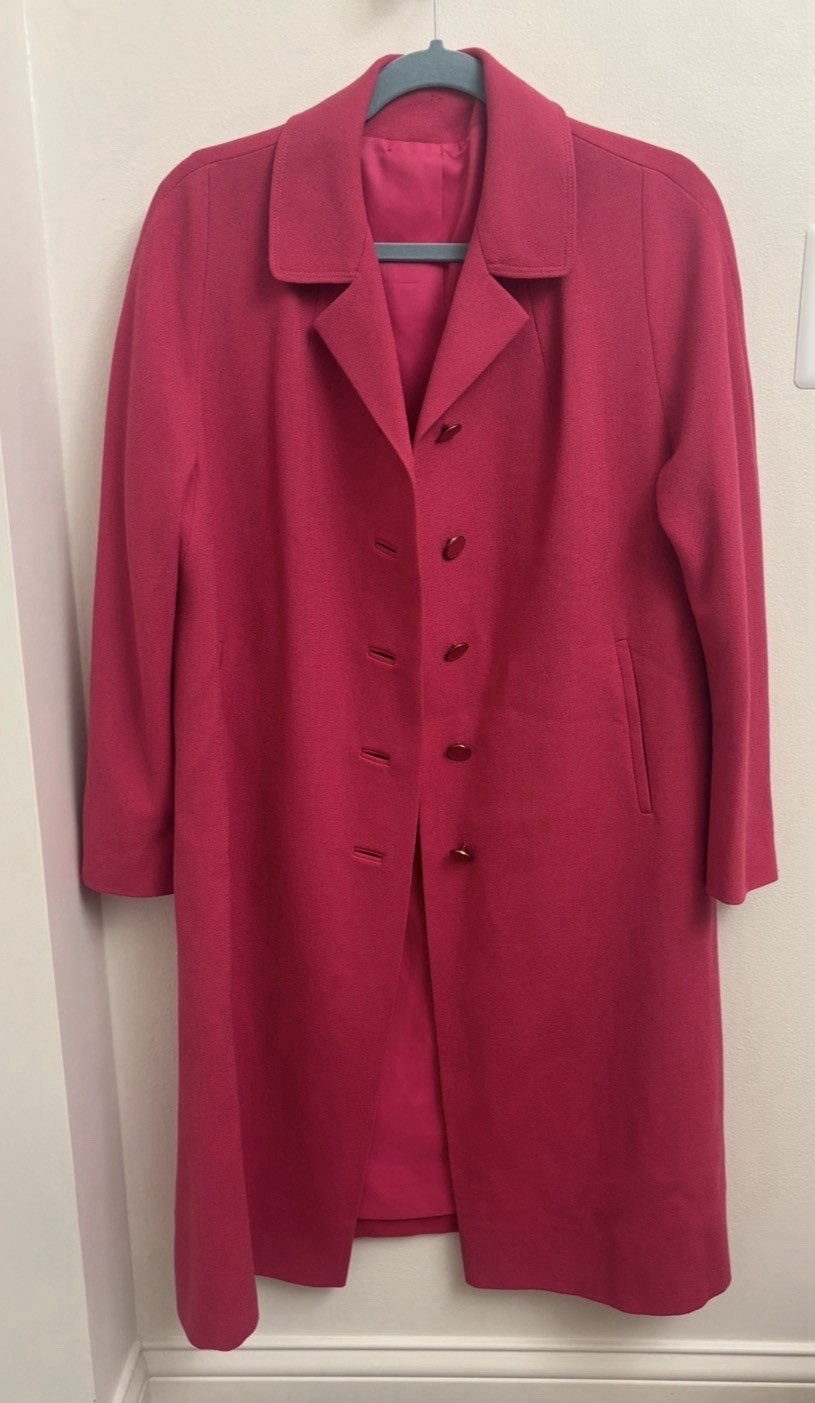 Vintage 60’s 70’s L.C. Mae California 100% Pure Wool Coat Mod Hot Pink M/L