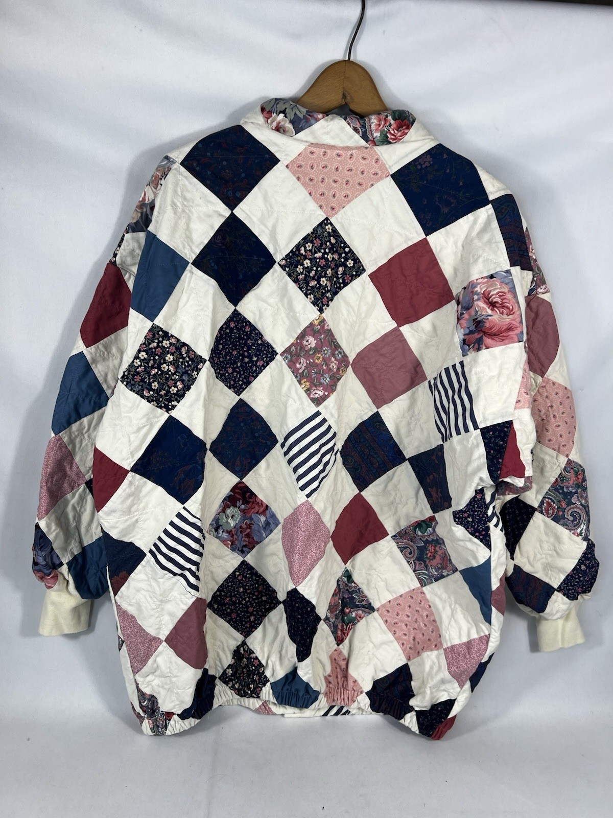 Vtg 80’s Handmade Patchwork Quilt Jacket Size M USA Made Granny Core Cottagecore