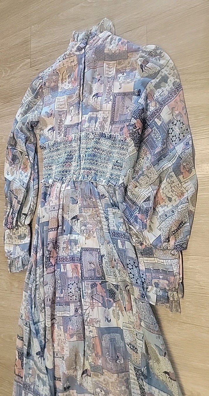 John Charles London Vintage Silk Lined Long DressGown Made England Size 12 Asain