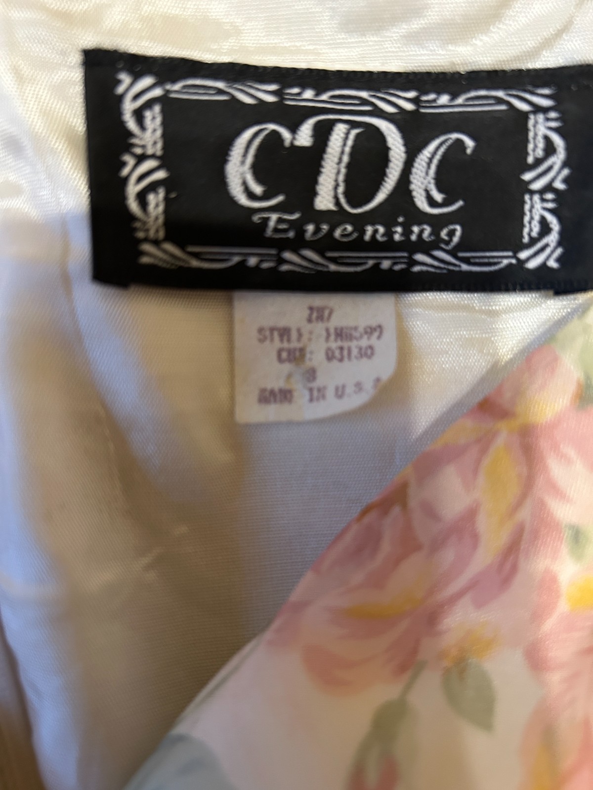 Vintage CDC Evening Maxi Floral Roses Tea Dress Size M made USA