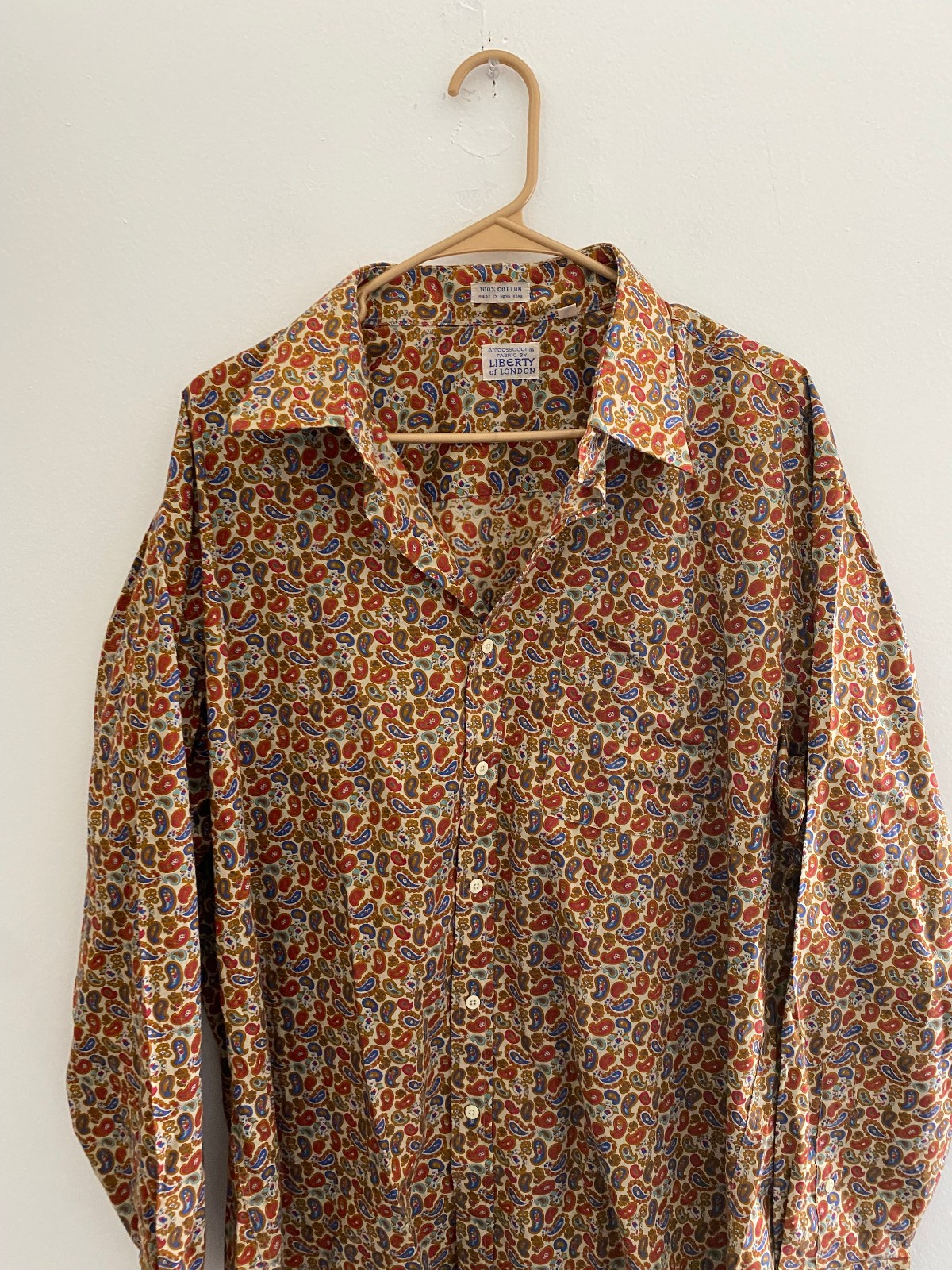 Vintage Ambassador Liberty of London Pasiley Print Button Up Shirt sz XL