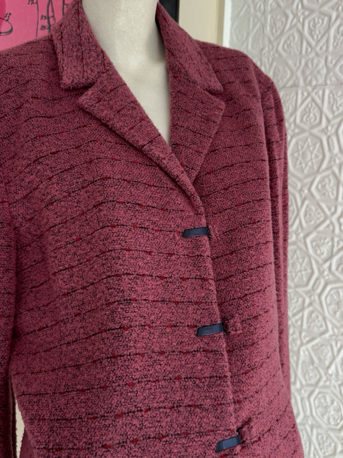Vintage 1980s Carlisle Jacket-Pink-Fluffy-Business Casual-Outerwear-Medium/Large