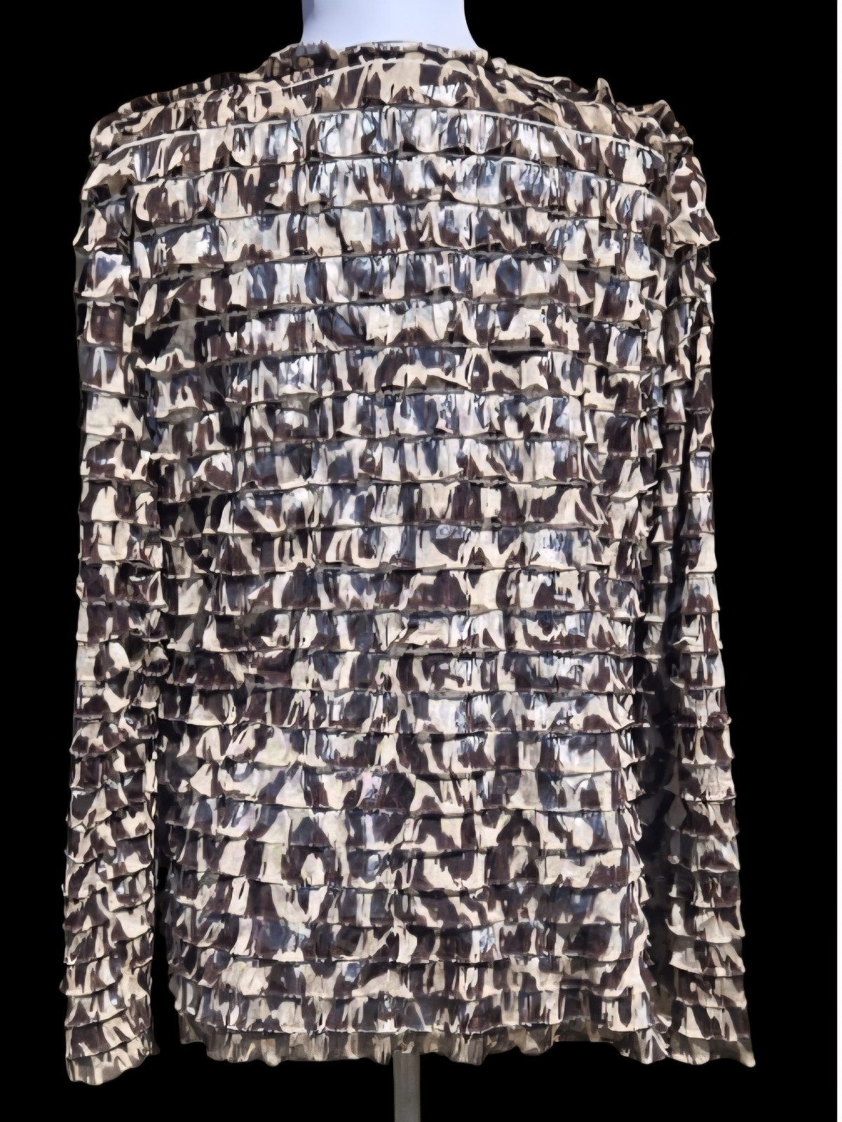 1980s R&M RICHARDS PETITE 1PC Glimmering Ruffled Tank/Open Front Jacket Top 16P