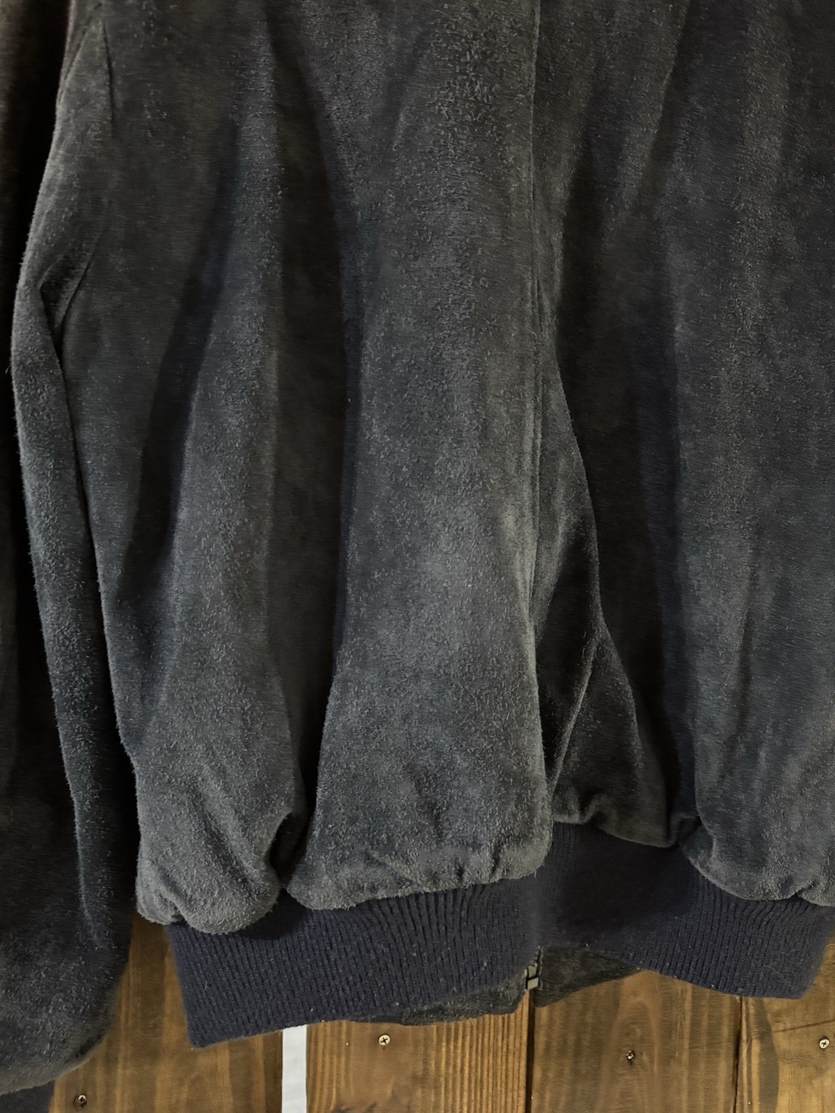 In Crowd By Celebration Jacket Dark Blue Heavy Vintage Suede Leather Sz Medium