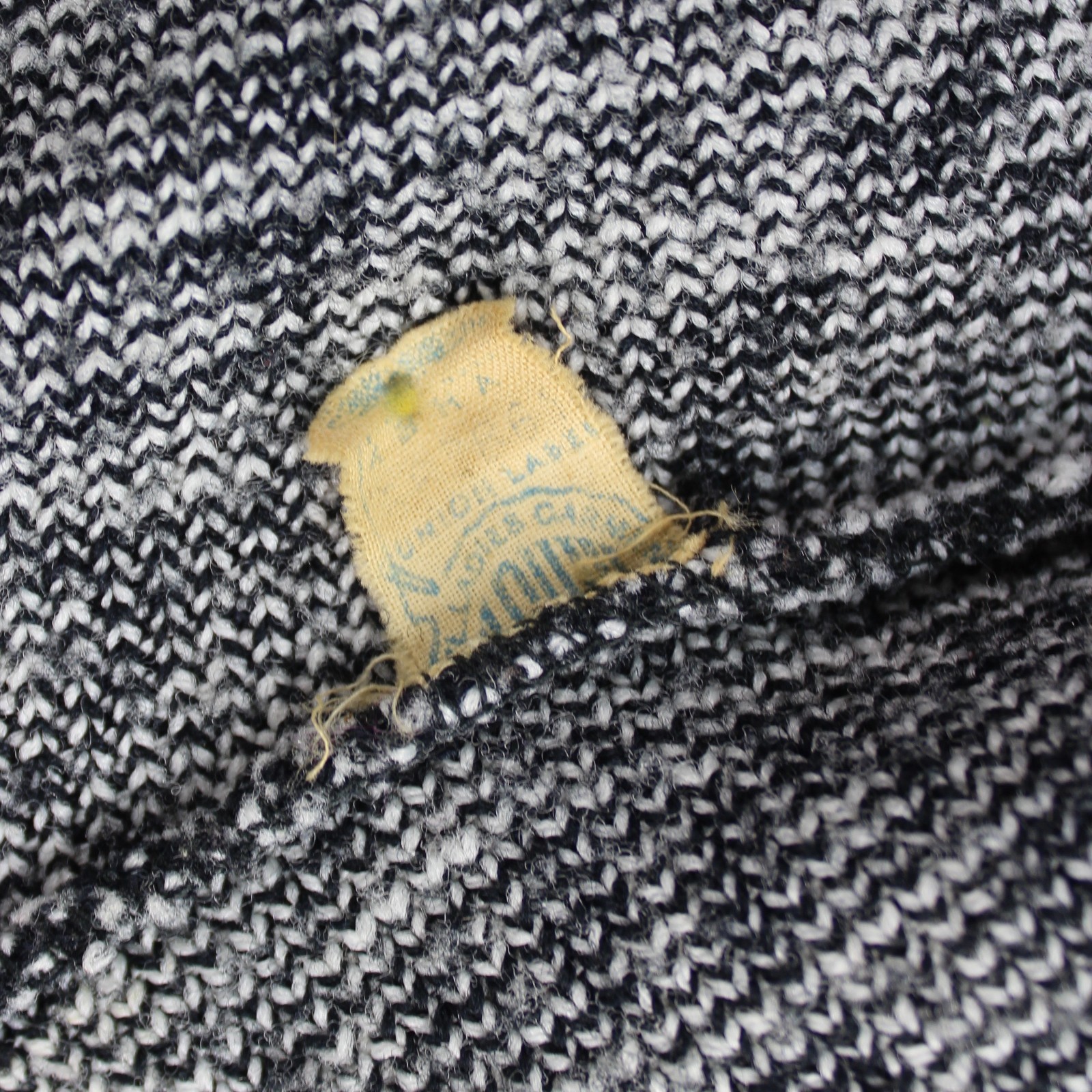1960s Jane Irwill Hoodie Zipper Front Cardigan Sweater S Blue White Patterned