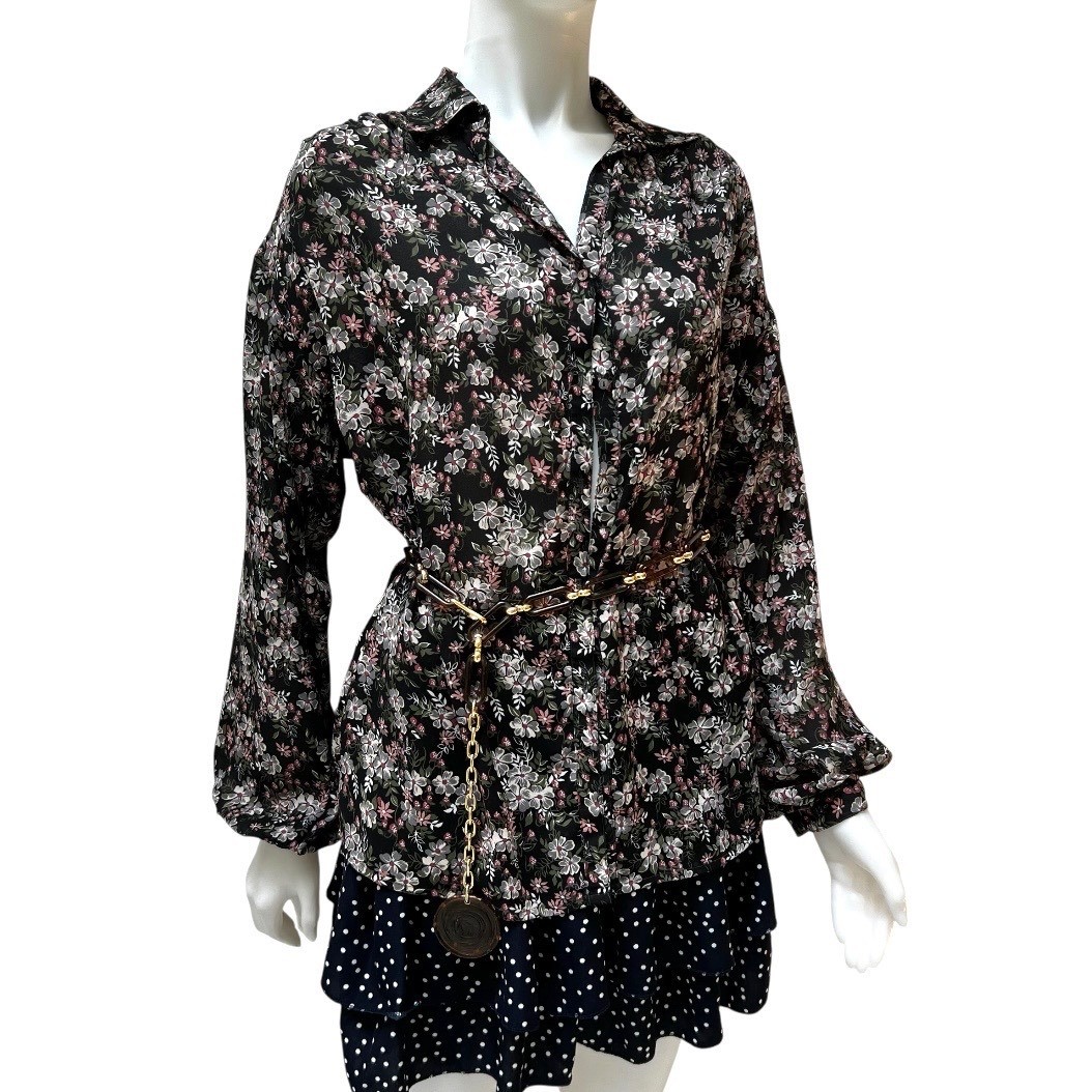 VTG 70s Givenchy for Chesa Floral Blouse 10 Office Siren Dark Fairy French Girl