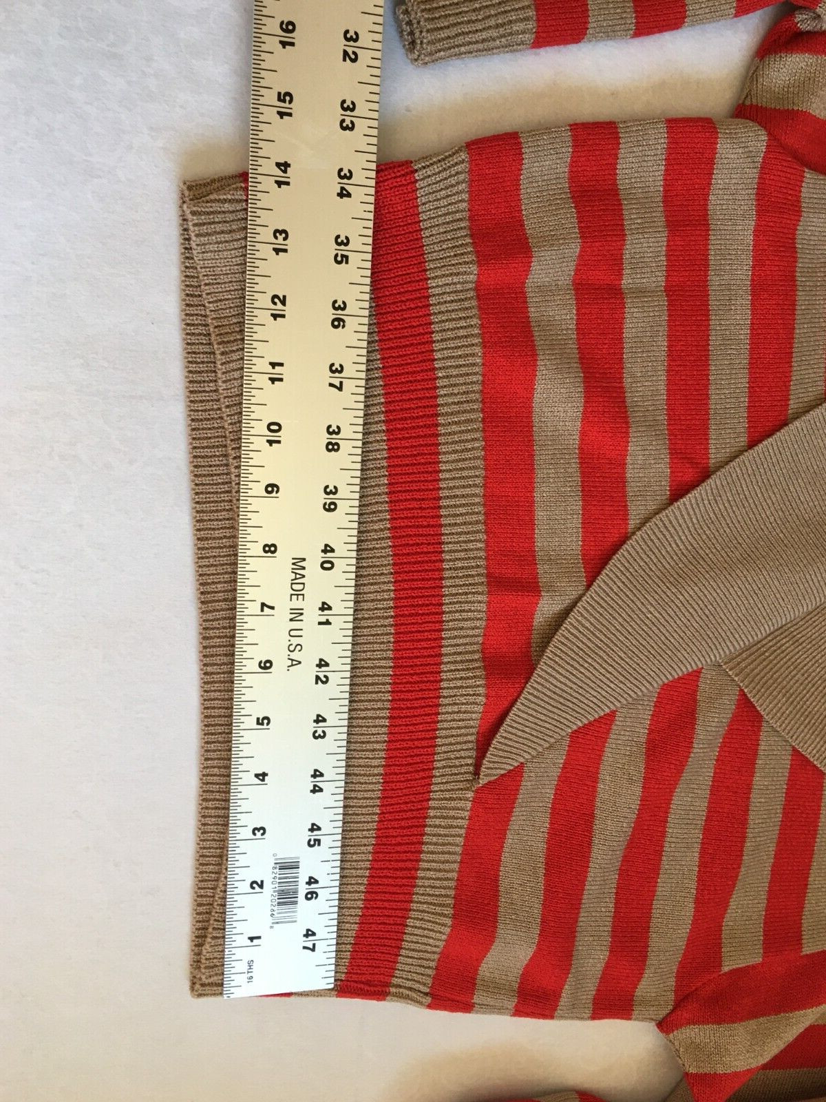 Vintage 70s Laura Petites by Alyzia Red Brown Striped Short Sleeve Sweater Knit
