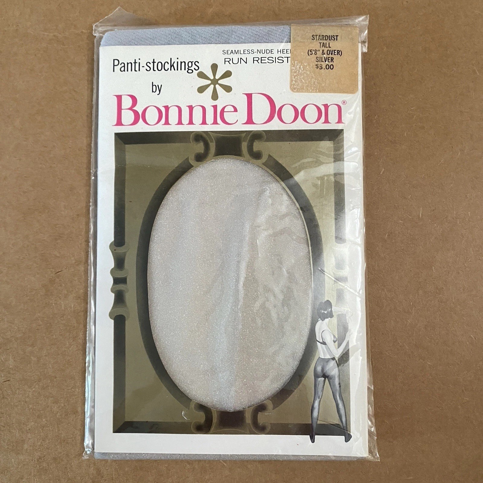Vintage Bonnie Doon Pantyhose Stockings Stardust Tall Sparkle Silver