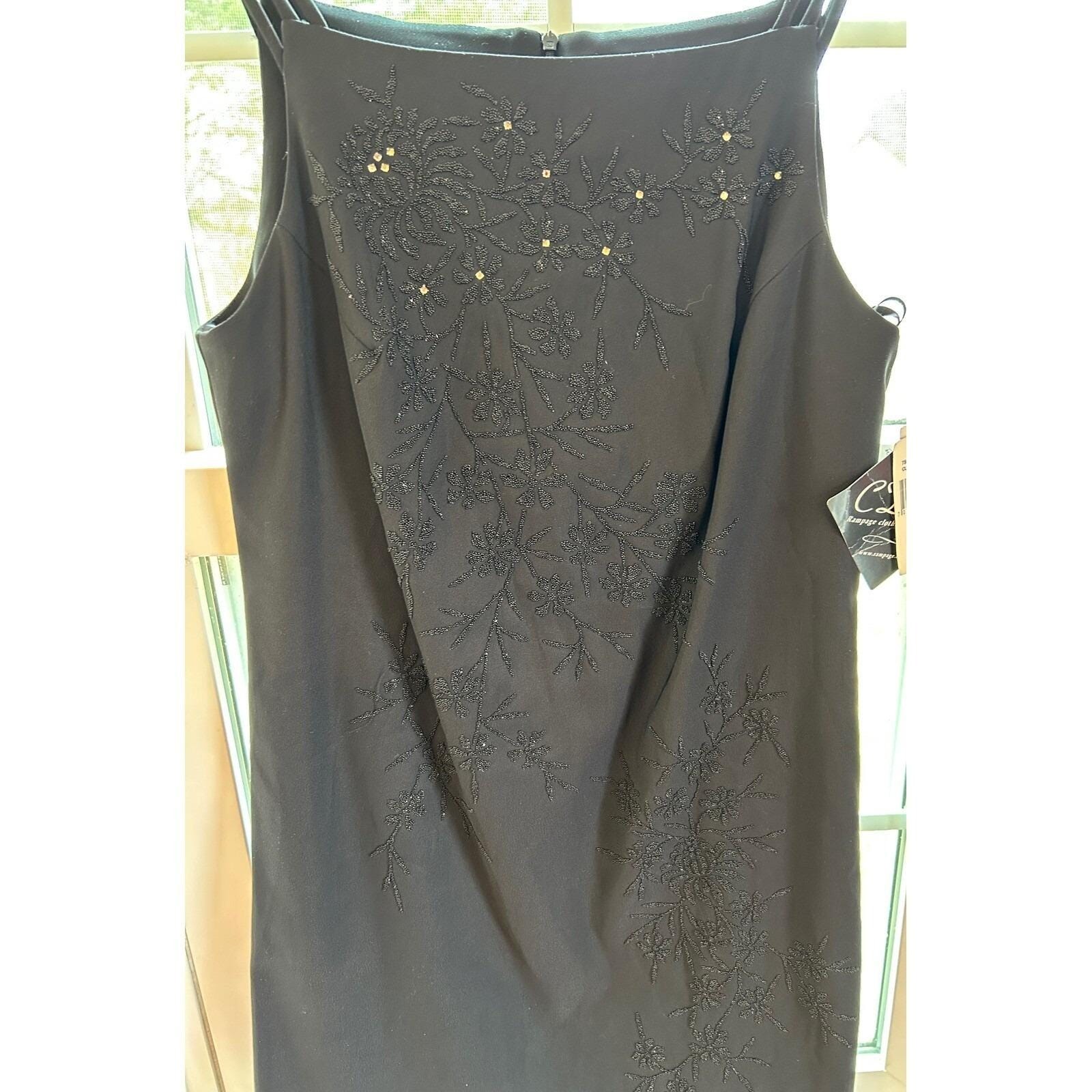 NWT 90s Y2K Rampage CDC Black Sequin Beaded Party Dress USA Square Neck Sz 12