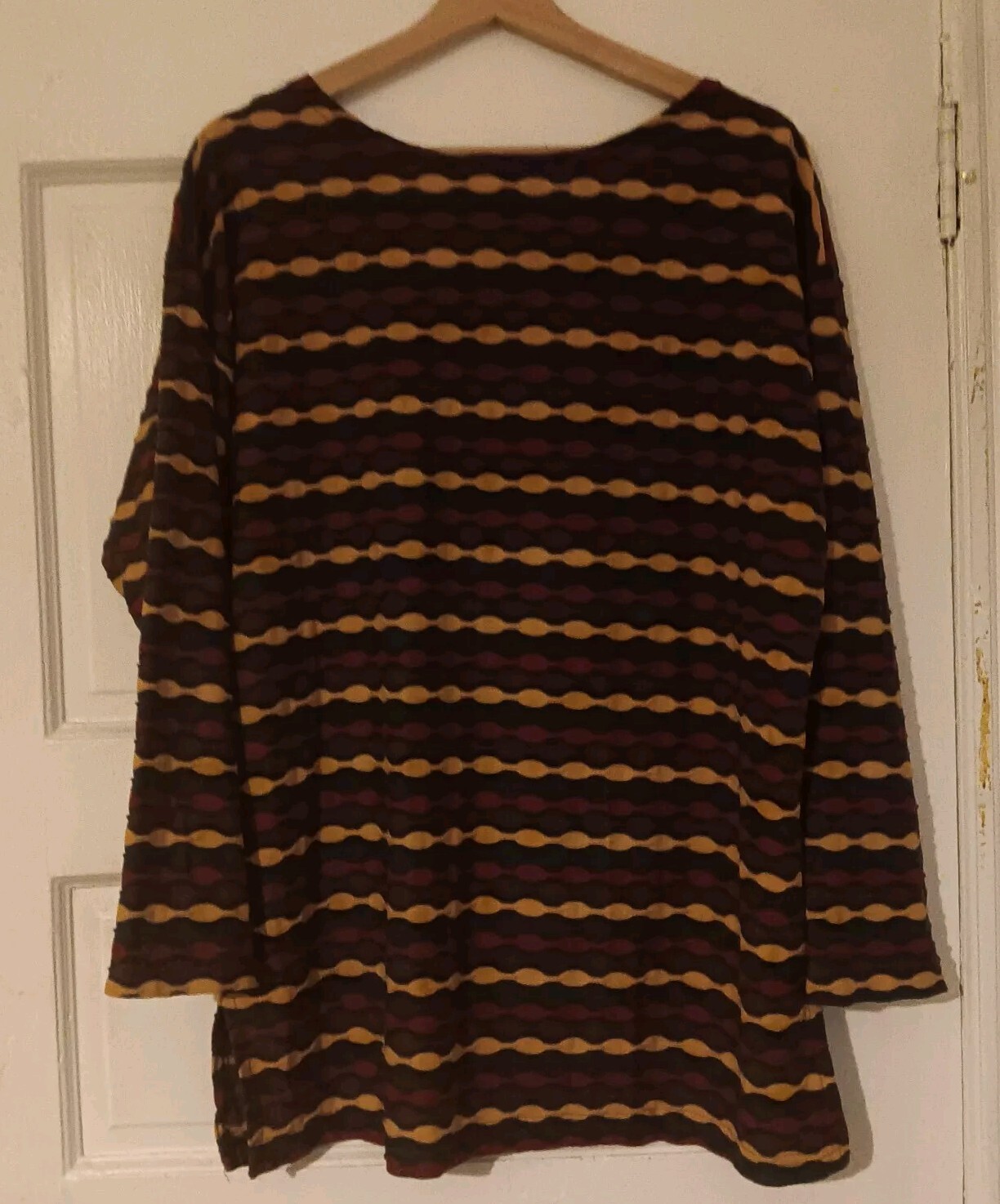 Vintage 80s Knit Tunic Top Long Sleeve Unique Design Size Large California Boho