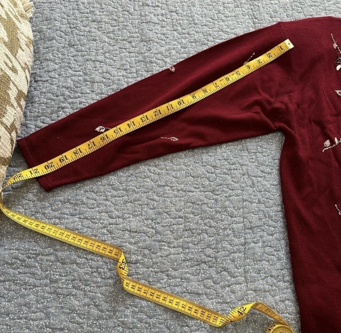 Victoria Harbour Vtg Cardigan Burgandy Beaded Cottagecore Granny Embroidery Sz M