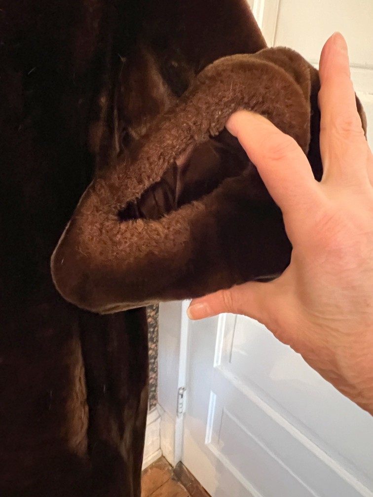Vintage Stylish 1940s Genuine Sheared Lamb Mouton Coat with Separate Mink Collar