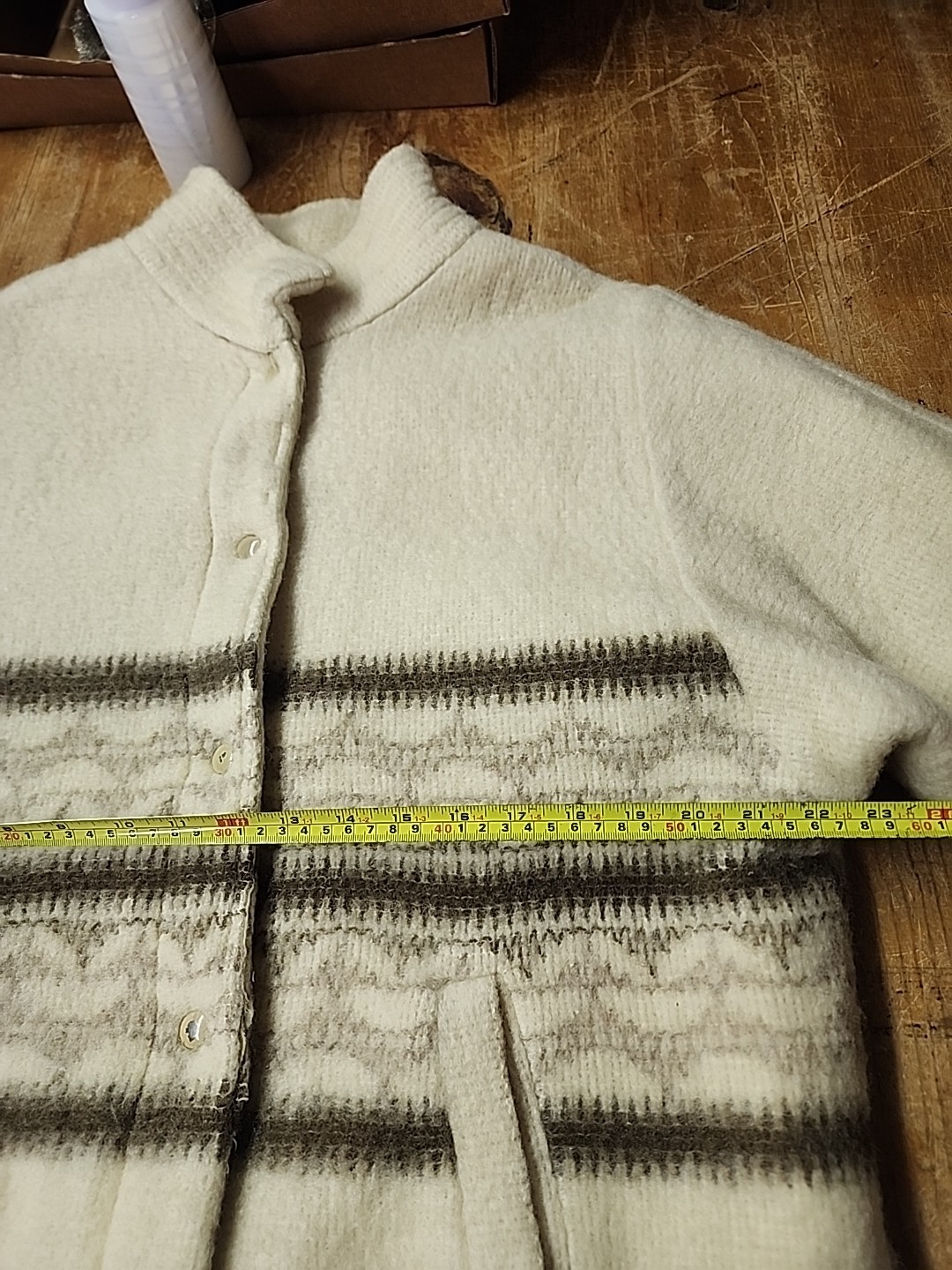 Vintage Canadian Sportswear Womens Mid Coat Sz 16 85%Wool Cream White Ivory