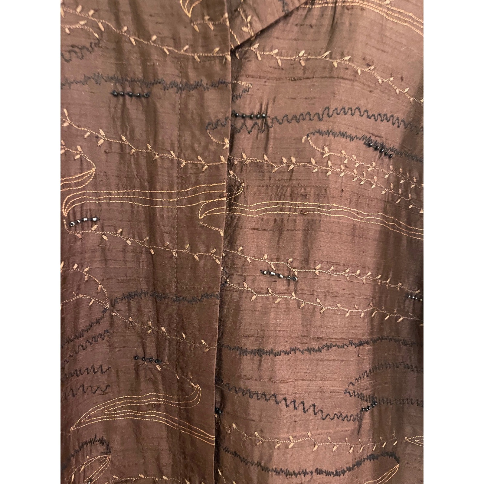 Chicos Vintage Silk Embroidered Button Down Boho Blouse Plants GrandmaCore