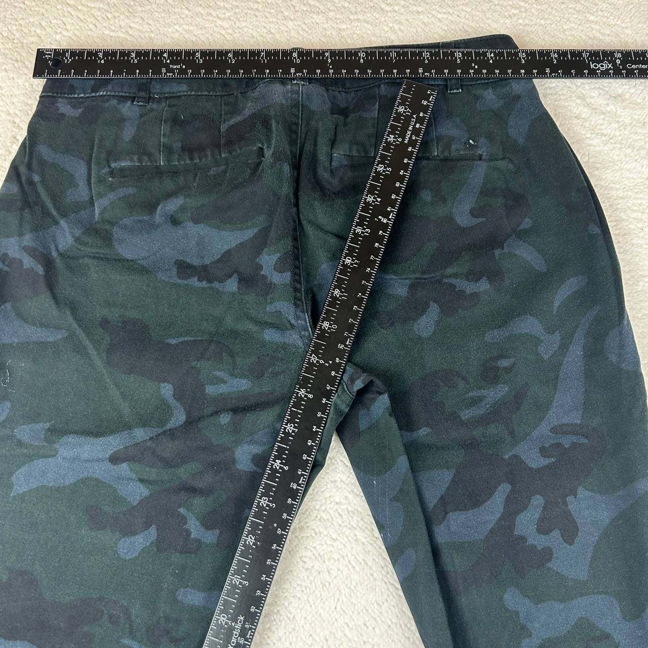 Vintage Green Blue Camo Chino Pants Jeans Women’s Size 30×27 Casual Button Zip
