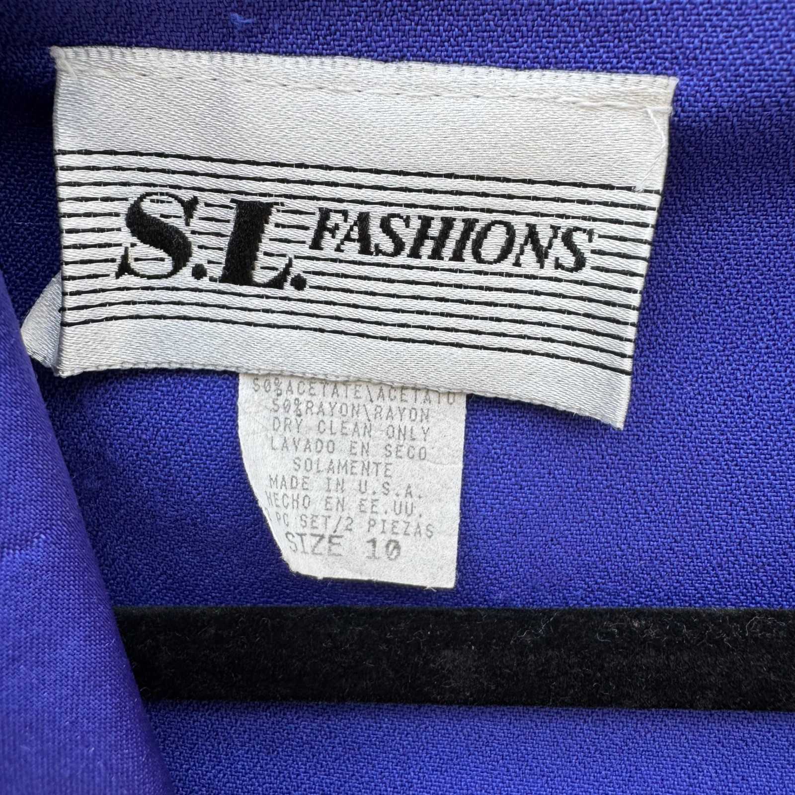 SL Fashions Vintage Royal Blue Dress and Blazer Set Size 10 Soutache Beaded USA