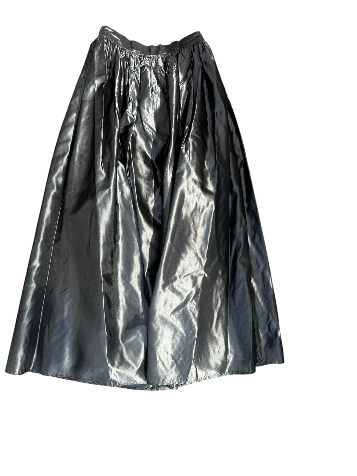 JR NITES BY CALIENDO Black Satin Maxi A-Line Skirt 10 Formal Ball Vintage Glam