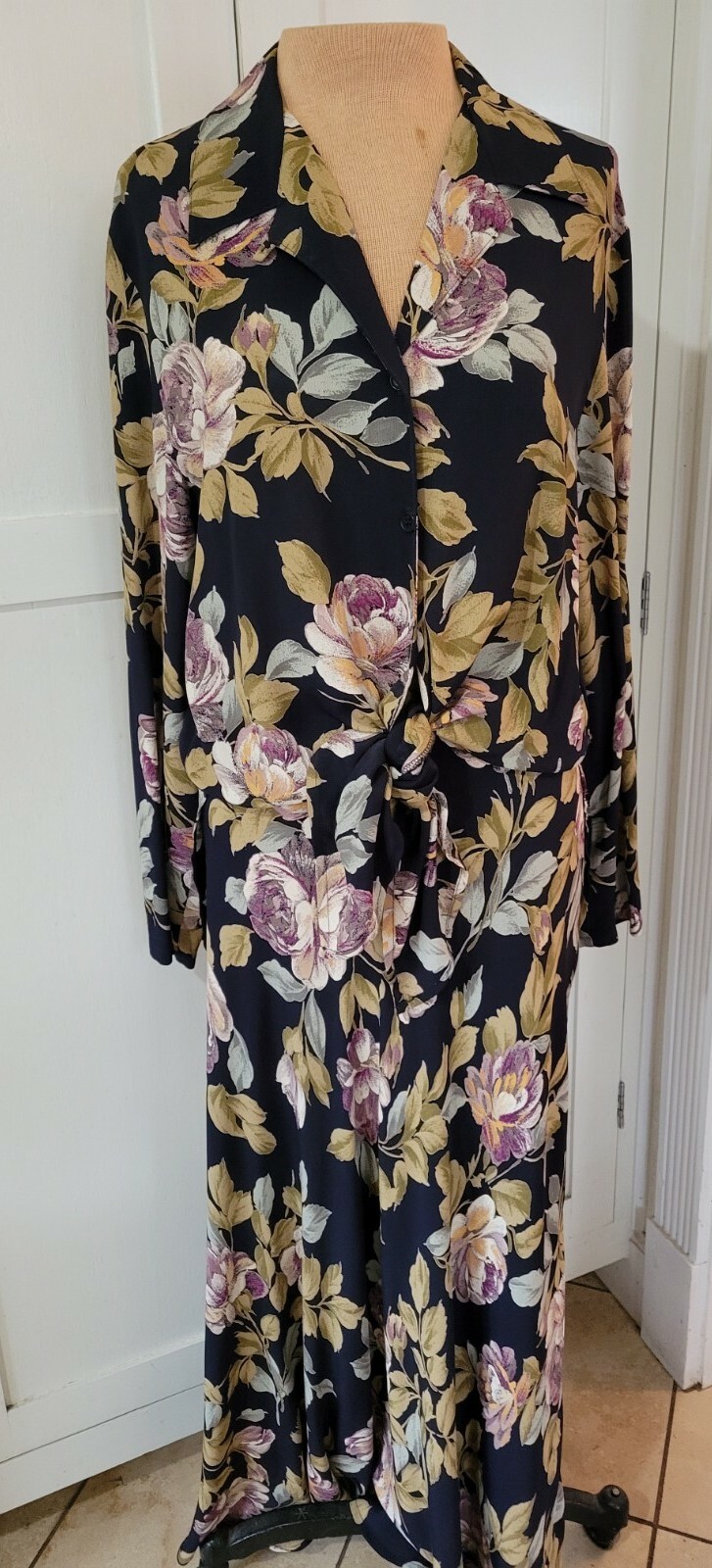 Vtg 1980s Karen Kane Oversize Top and Maxi Skirt Set Sz 6 Rayon