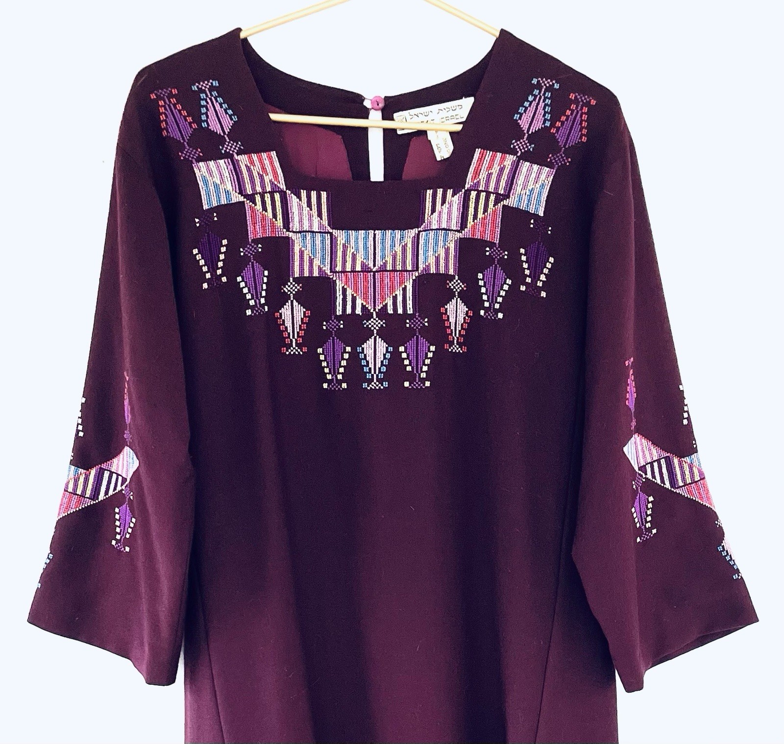Vintage 1972 Hand Embroidered Wool Ethnic Caftan 70s Kaftan