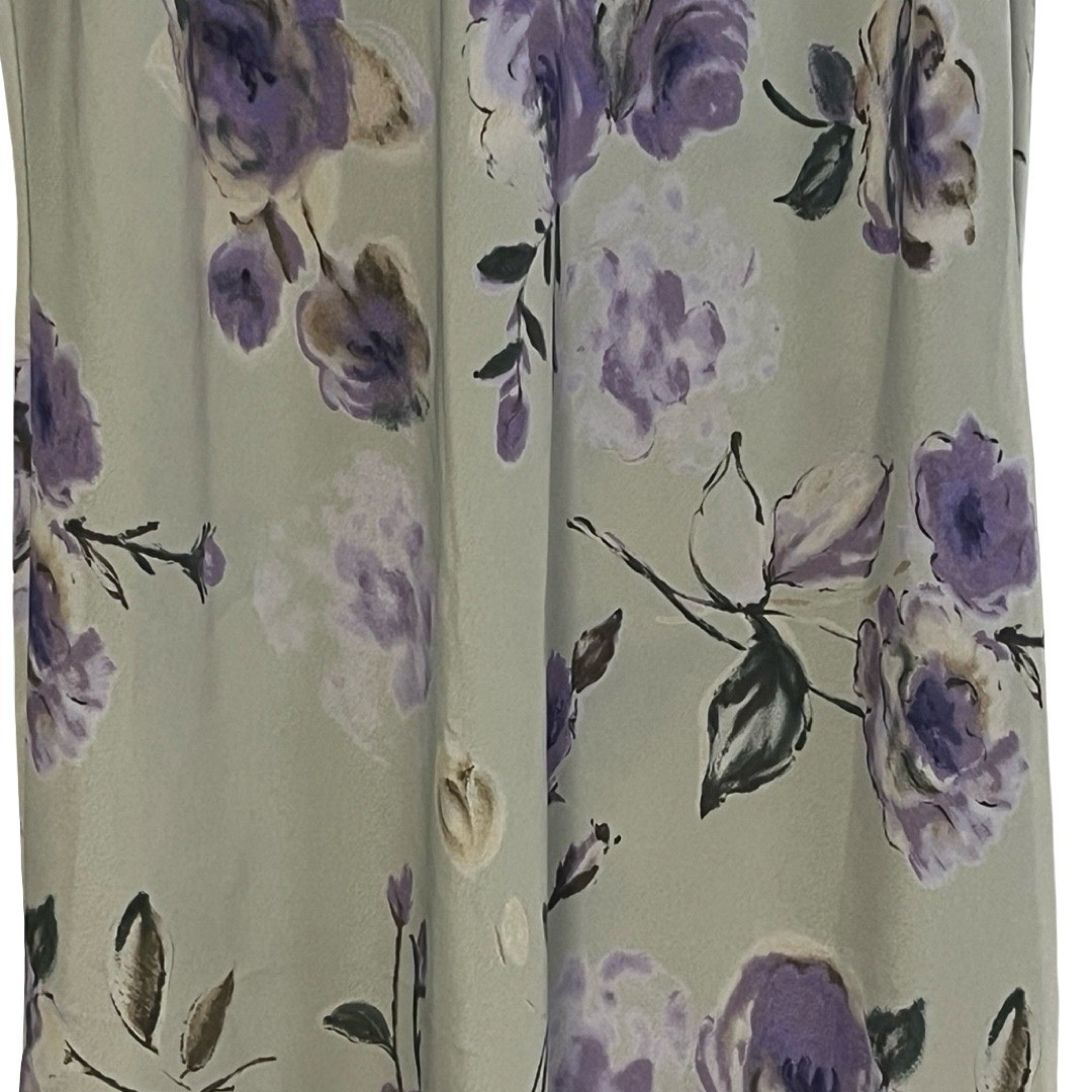 Vintage La Belle Fashions Floral Maxi Dress Purple Sage Green Made in USA SZ 13