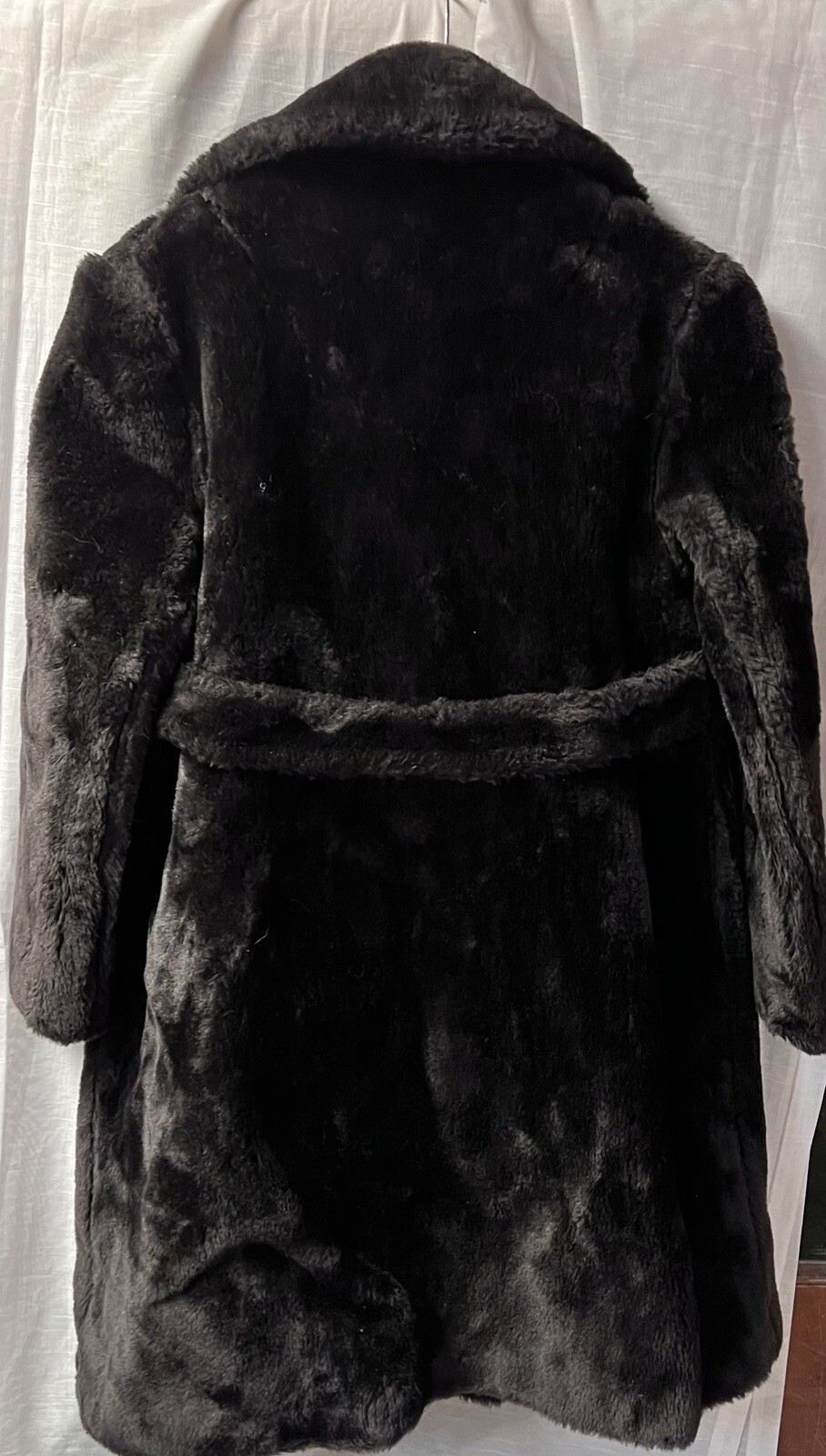 Vtg JR Bazaar Sears Dark Brown Faux Fur Mid-Length Lined Winter Coat Size 7