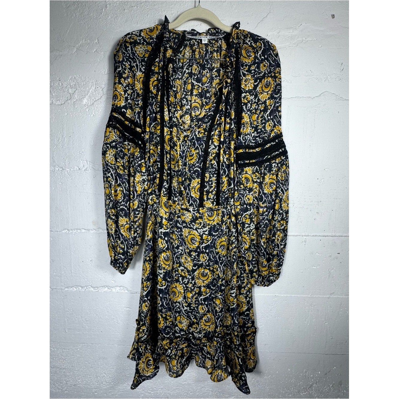 VERONICA BEARD Ida Floral 100% Silk Mini Boho Dress Sz S XS 0 paisley Floral