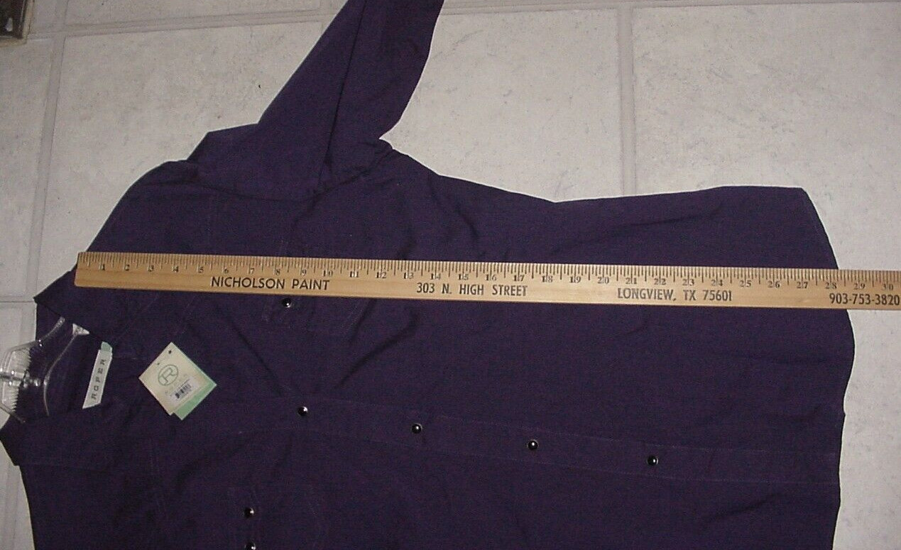 Roper Wear The West Purple Pearl Snap Western Rodeo XL Shirt Never Worn tag