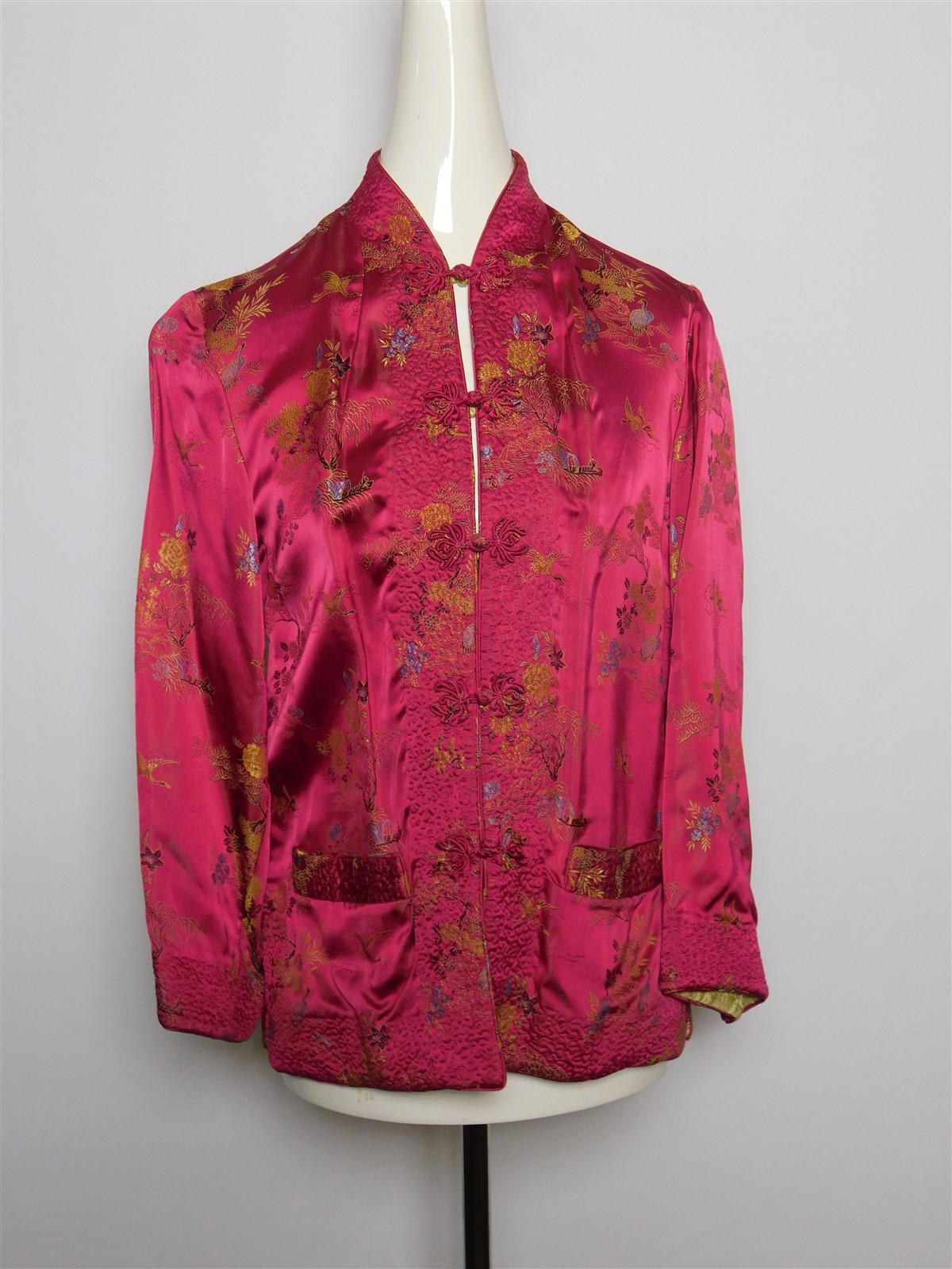 Vintage 1960s Women’s Reversible Qipao Button Silk Chinese Embellished Jacket