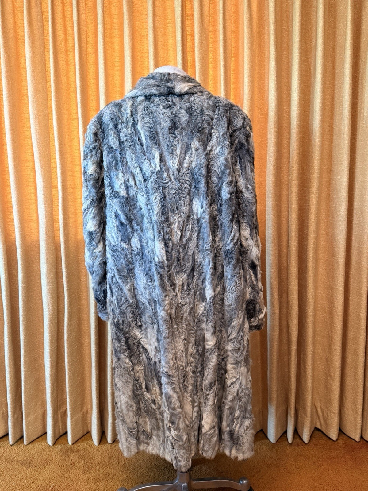 Vintage 1950s/60s Persian Curly Lamb Silver Grey Fur Coat Size M/L
