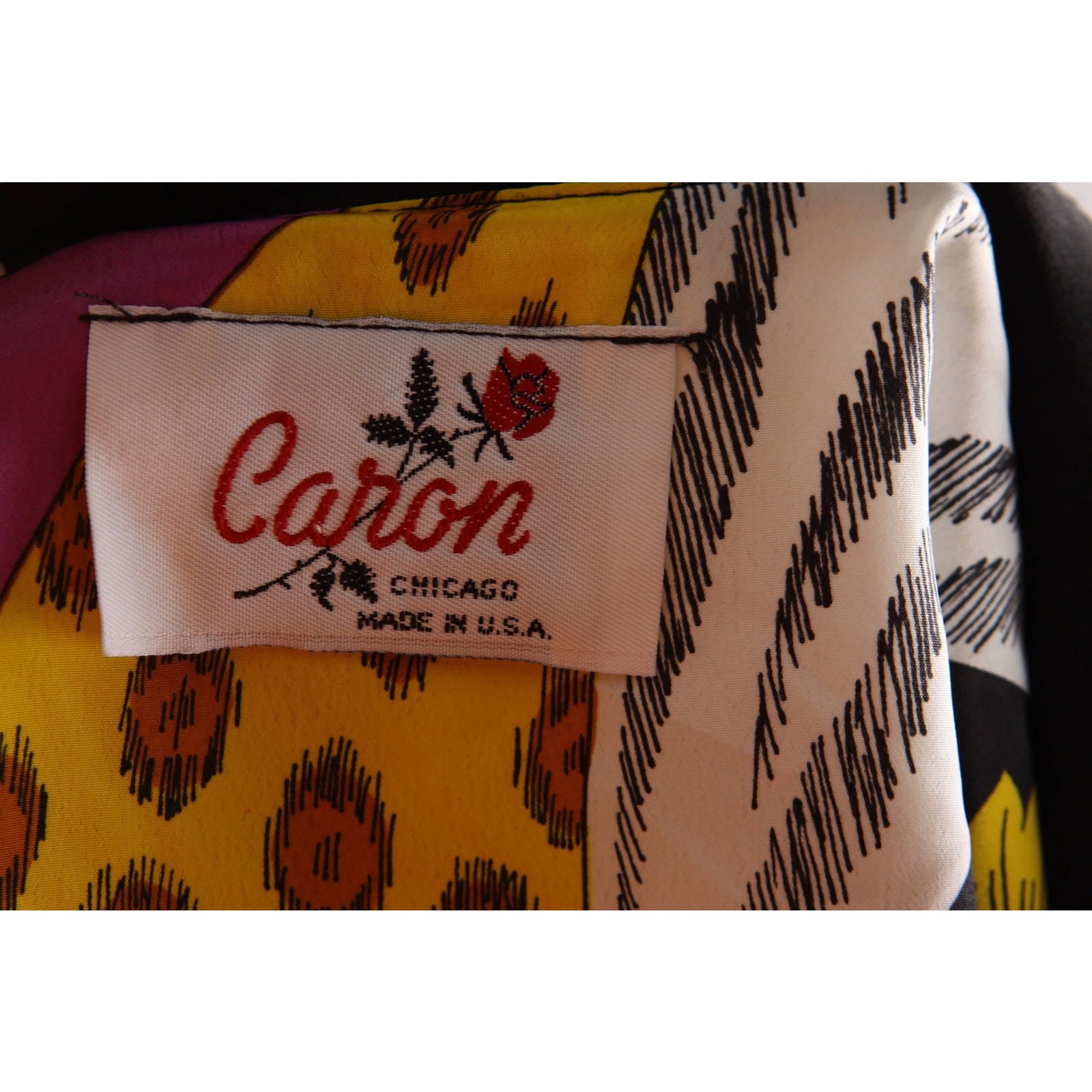 1980s Multi-Colored Long Sleeve Abstract Geometric Blouse by Caron