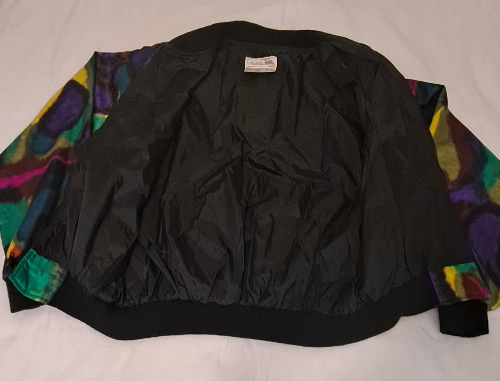 Vtg 80’s Casual Corner Art to Wear Bold Animal Print Dots Abstract Bomber Jacket