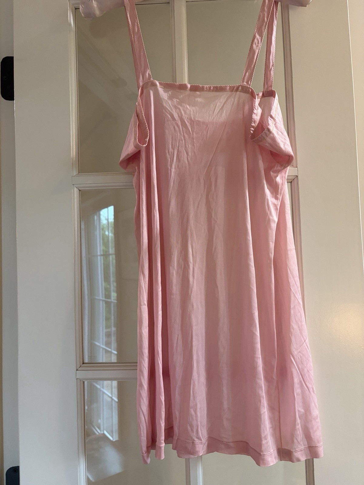 LOVELY 1940s RICHELIEU PINK SILK RAYON CHEMISE SLIP LINGERIE- SZ 8