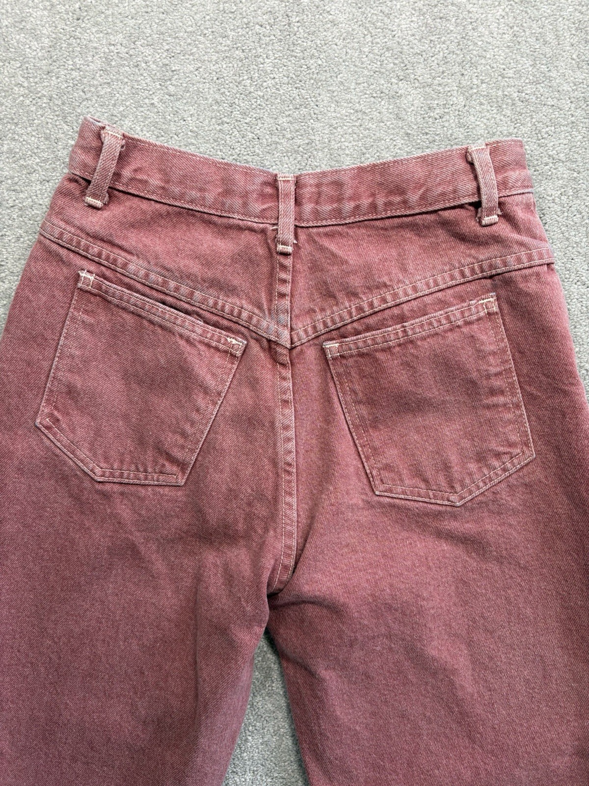 80s Mixed Blues High Waisted Denim Jeans Vintage Made in USA Size 9 Red