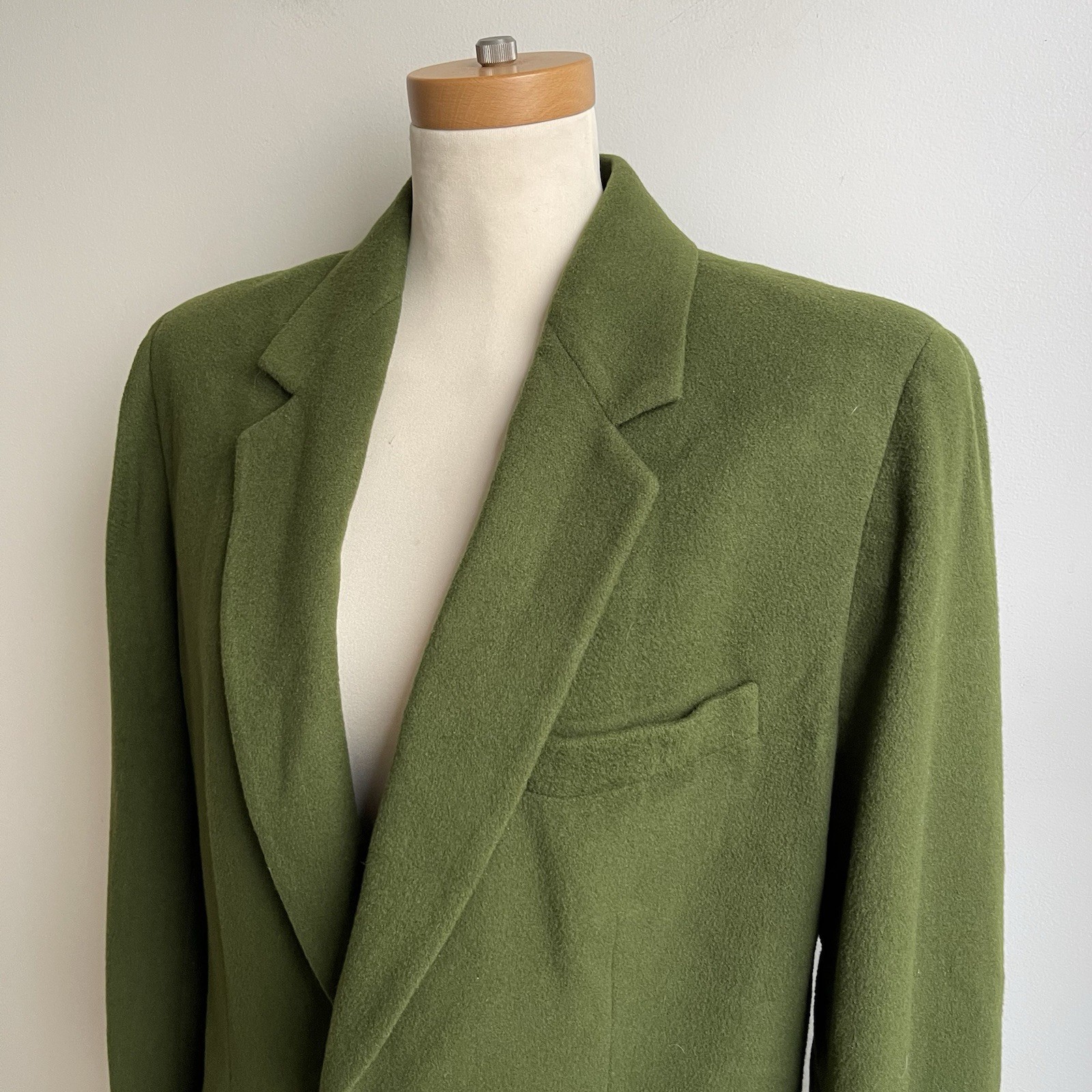 Vintage 1990s DKNY Wool Cashmere Blazer Green Two Button Hong Kong Size 10