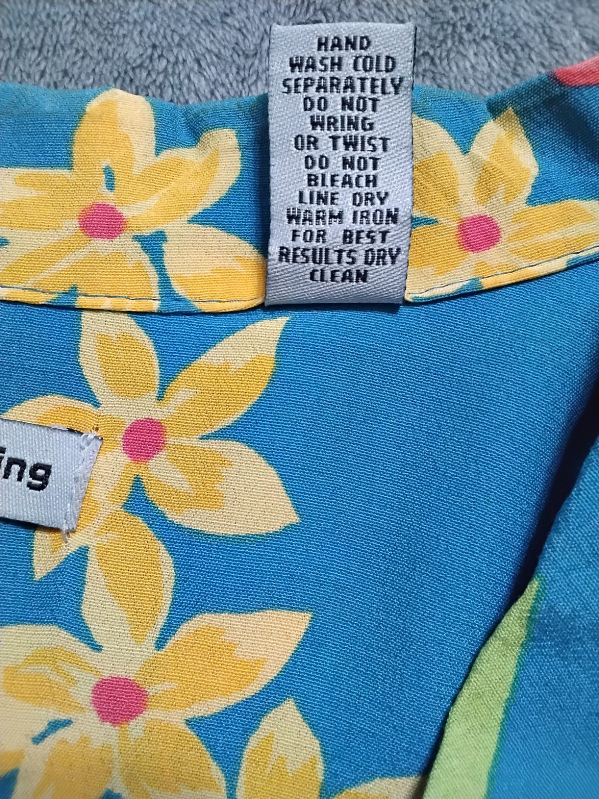 Vintage Marsh Landing Hawaiian Blouse Turquoise Tropical Orange Florals Large