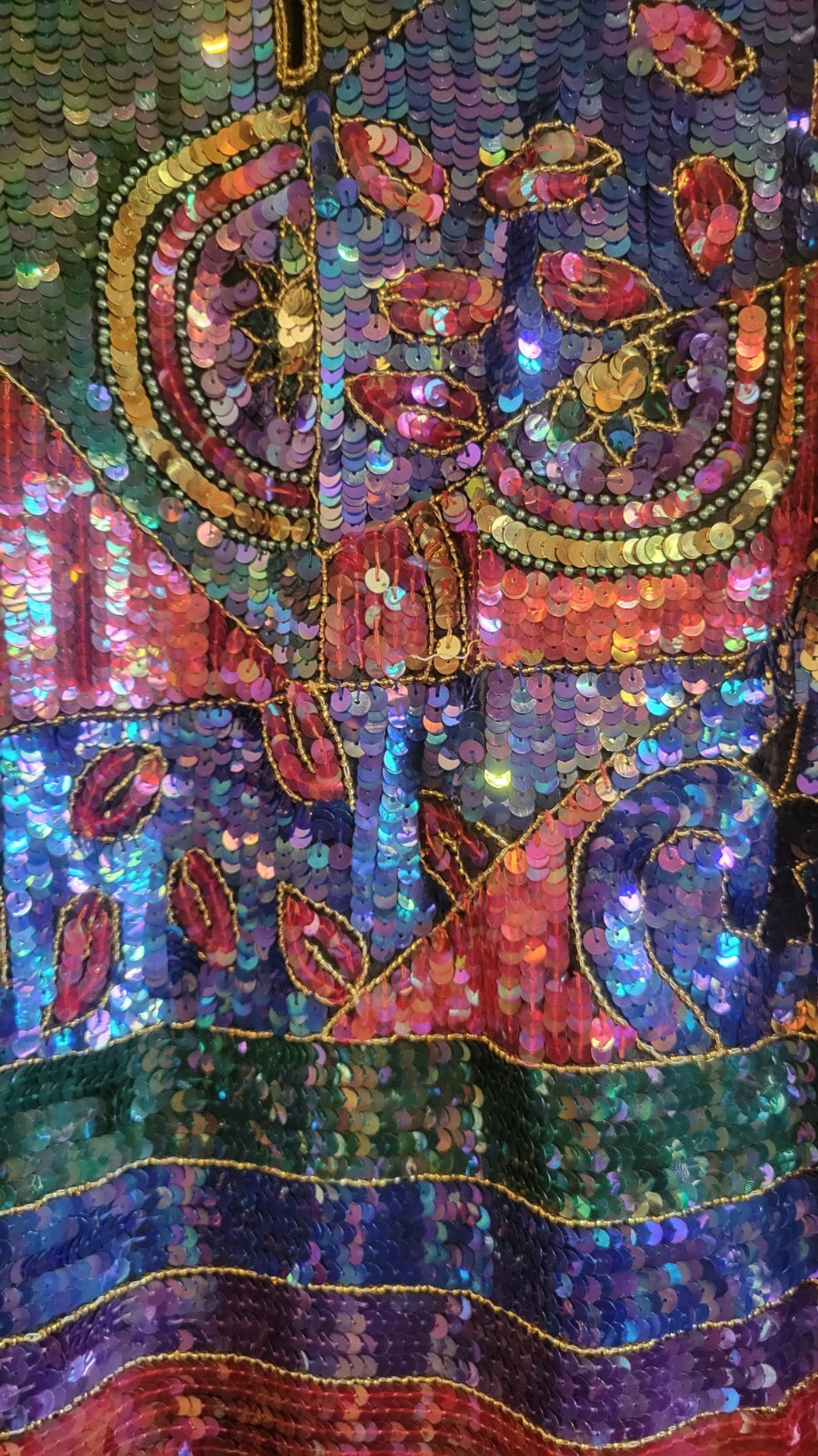 Vintage Jean Joseph Le Bon Stunning Glamorous Multicolor Shirt Sequin Tunic M