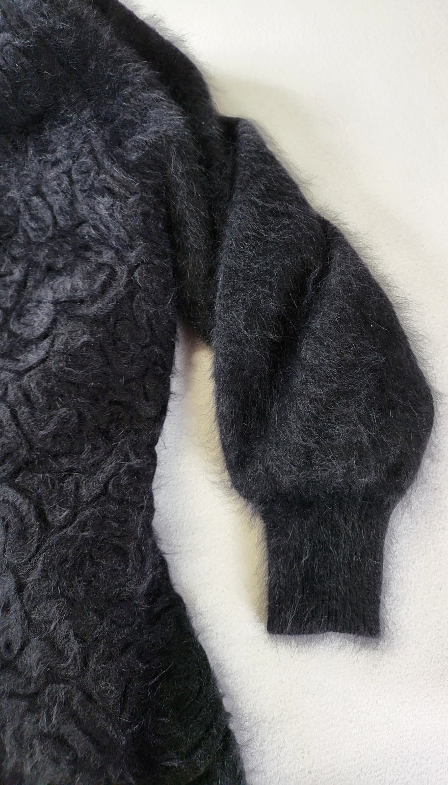 VTG BIG STAR Keo Sung Cardigan Sweater Black Angora Furry Fuzzy Luxurious XL/1X