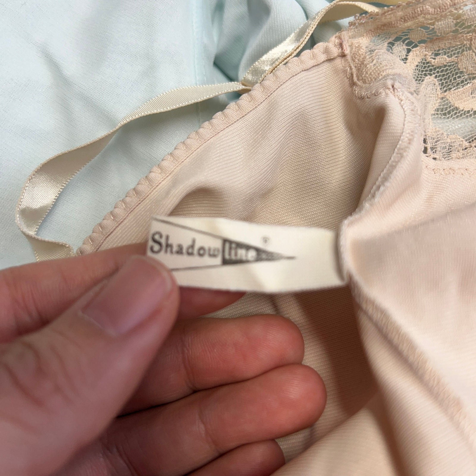 Vintage Shadowline Half Slip Camisole Set Pillow Tab Beige Size 32/S Lace