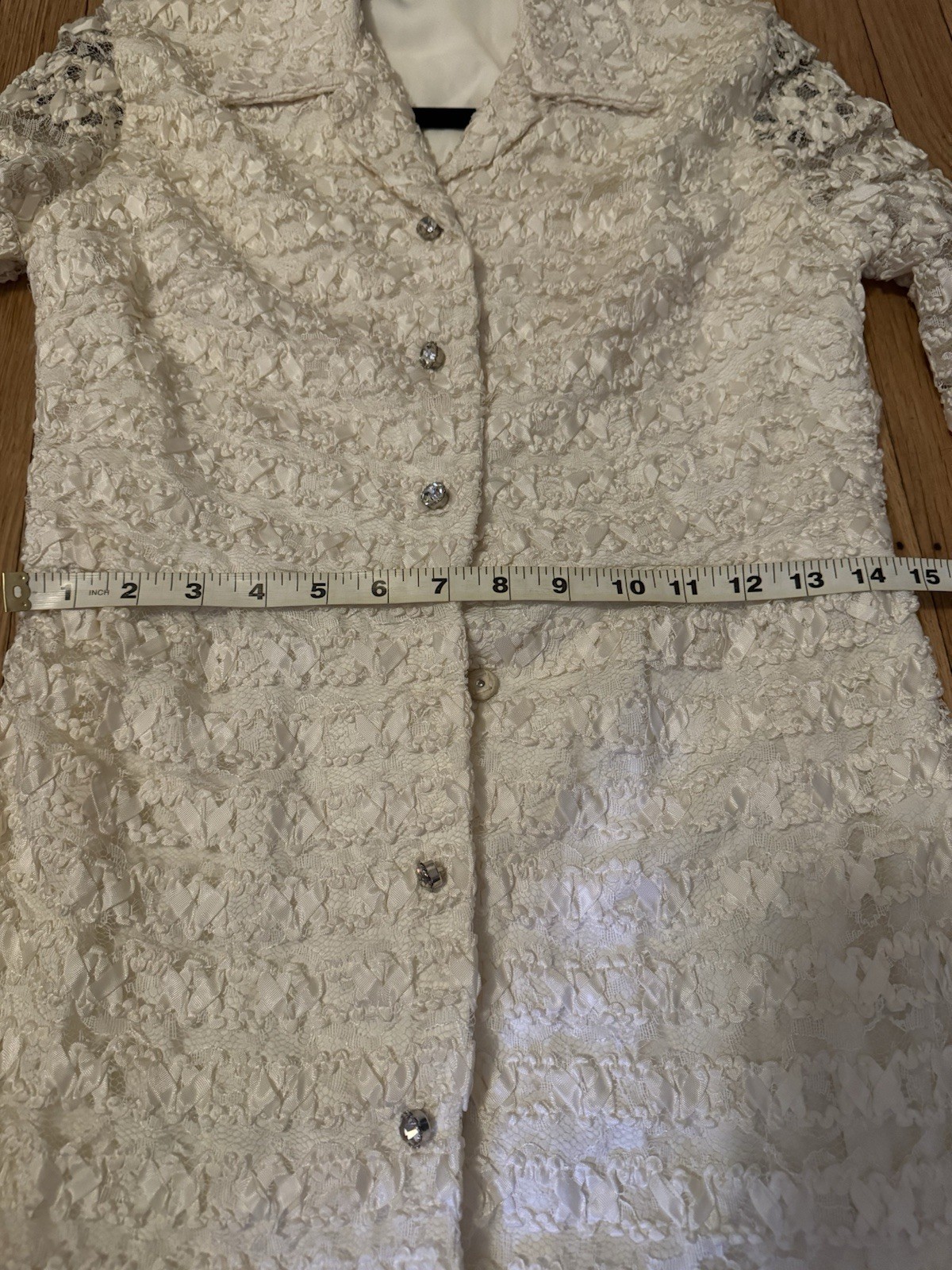 Vintage Wedding Dress SIZE SMALL Ivory Long Sleeve Button Front SEE PHOTOS